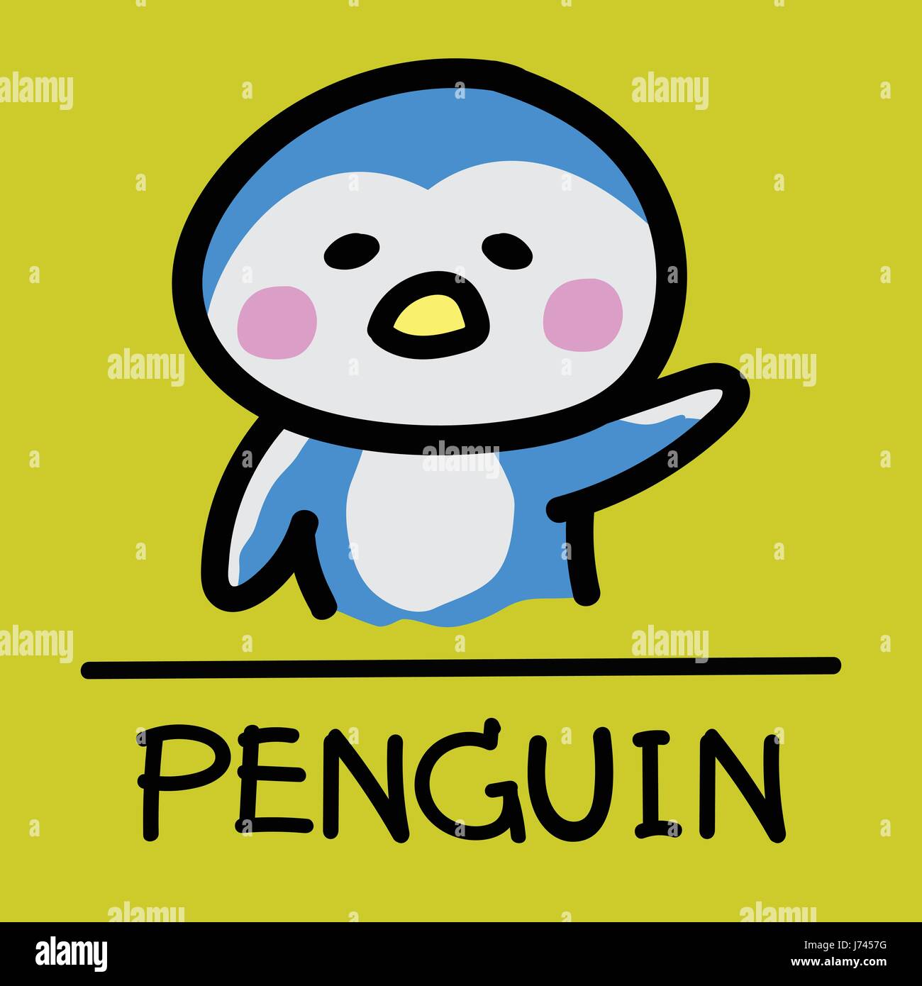 Dessiné à la main pingouin,style,dessin illustration vecteur dessiné à la main. Illustration de Vecteur