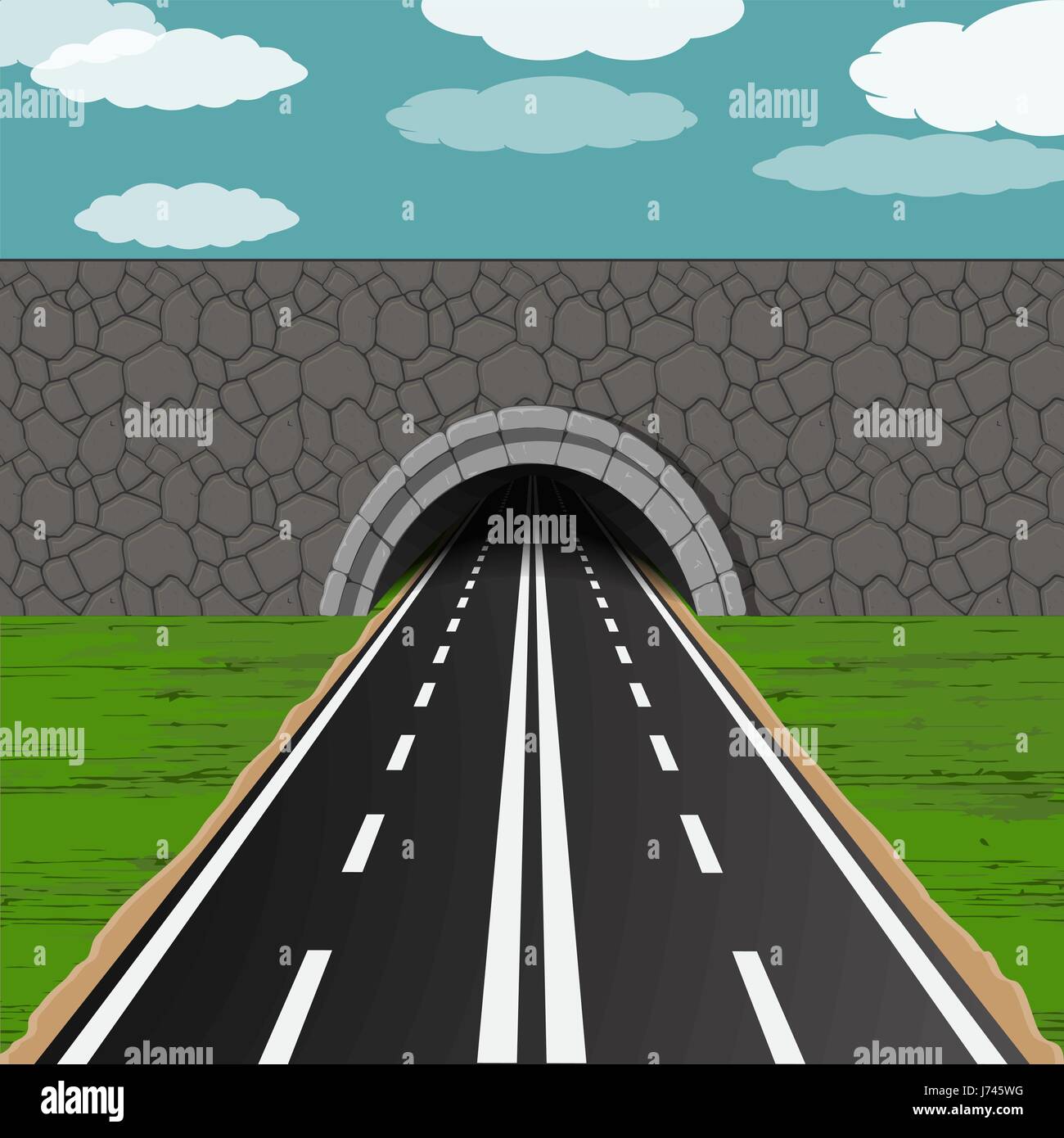 Tunnel avec illustration de la route Illustration de Vecteur