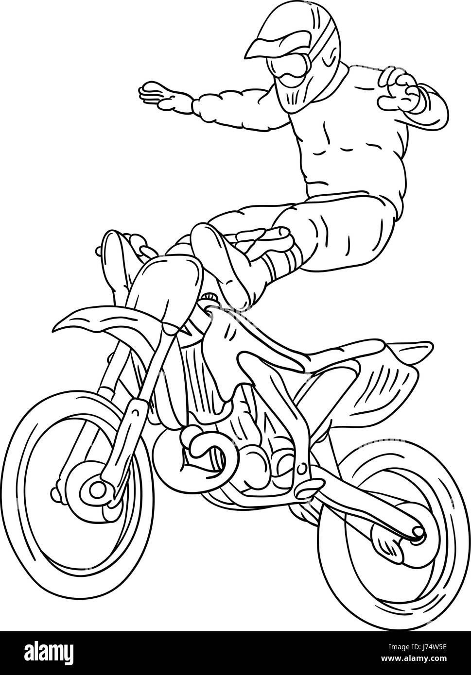 Illustration couleur isolé freestyle peinture dessiner cartoon moto Moto  Photo Stock - Alamy