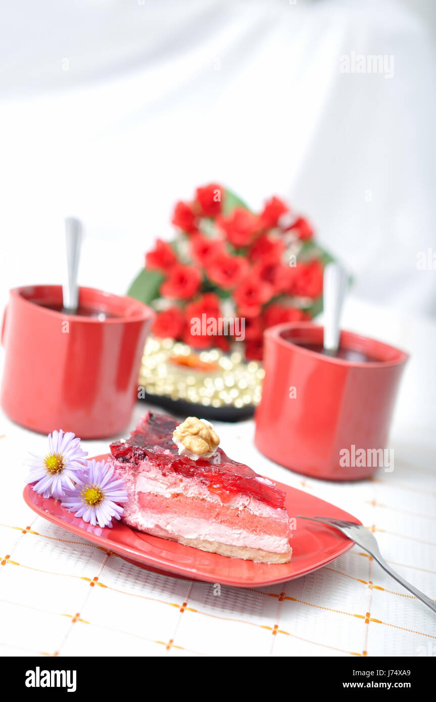 Plateau de fruits tarte gâteau romantique douce gâteaux dessert snack-tasse thé aliment alimentaire Banque D'Images
