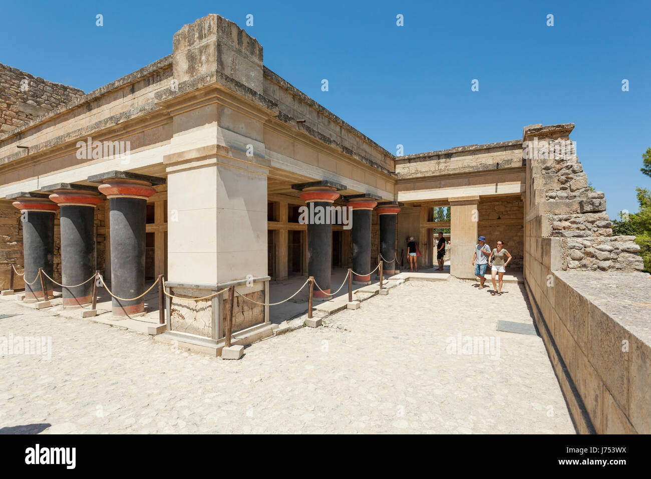 Palais de Knossos, le hall de l'axe double, ancienne ville de Knossos, Héraklion, Crète, Grèce, Europe Banque D'Images
