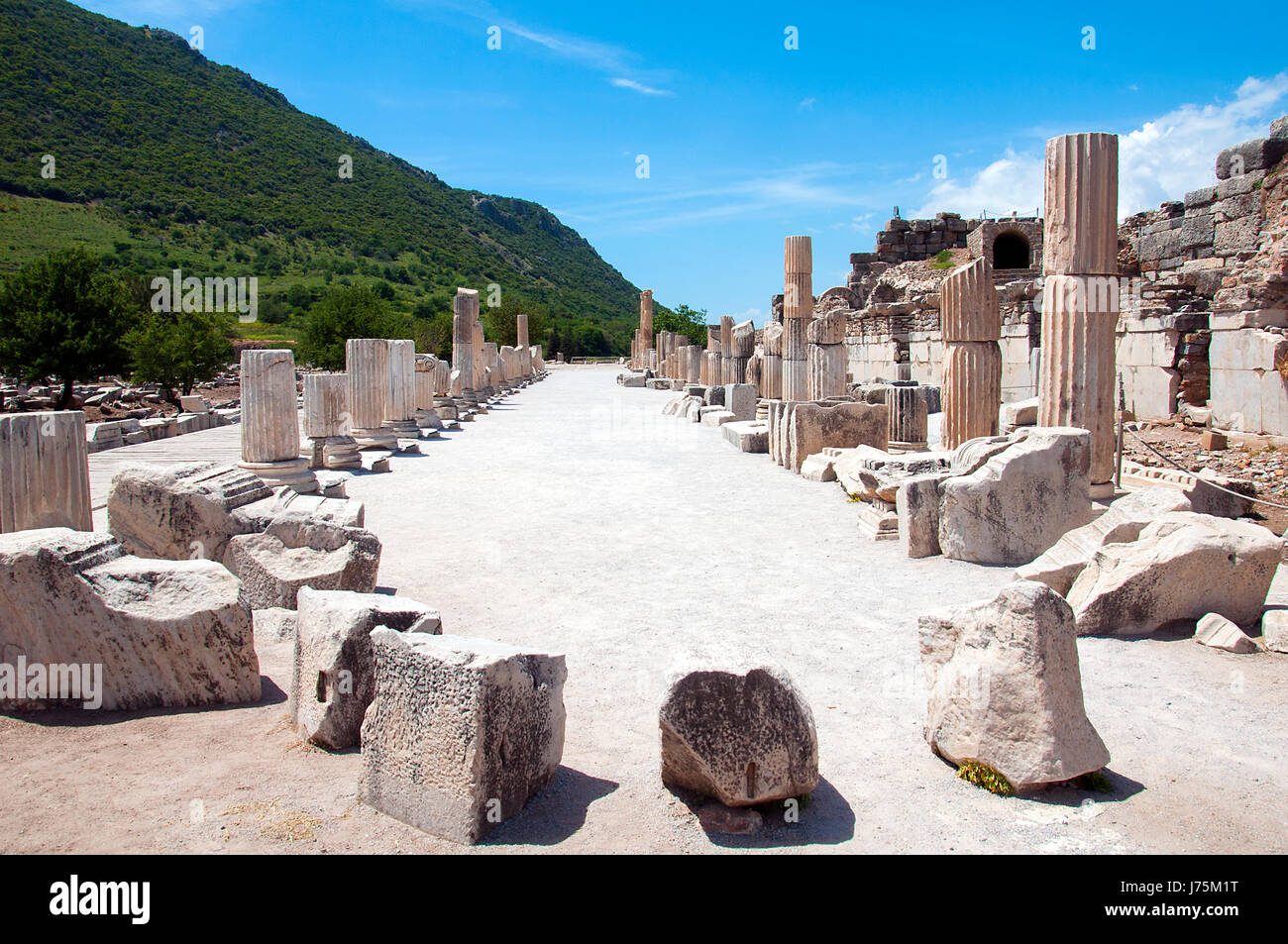 Rue bordée de colonnes d'Ephèse, une ancienne ville grecque en Turquie Banque D'Images