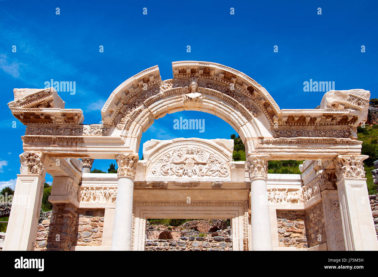 Temple d'Hadrien, Ephèse, Turquie, Banque D'Images