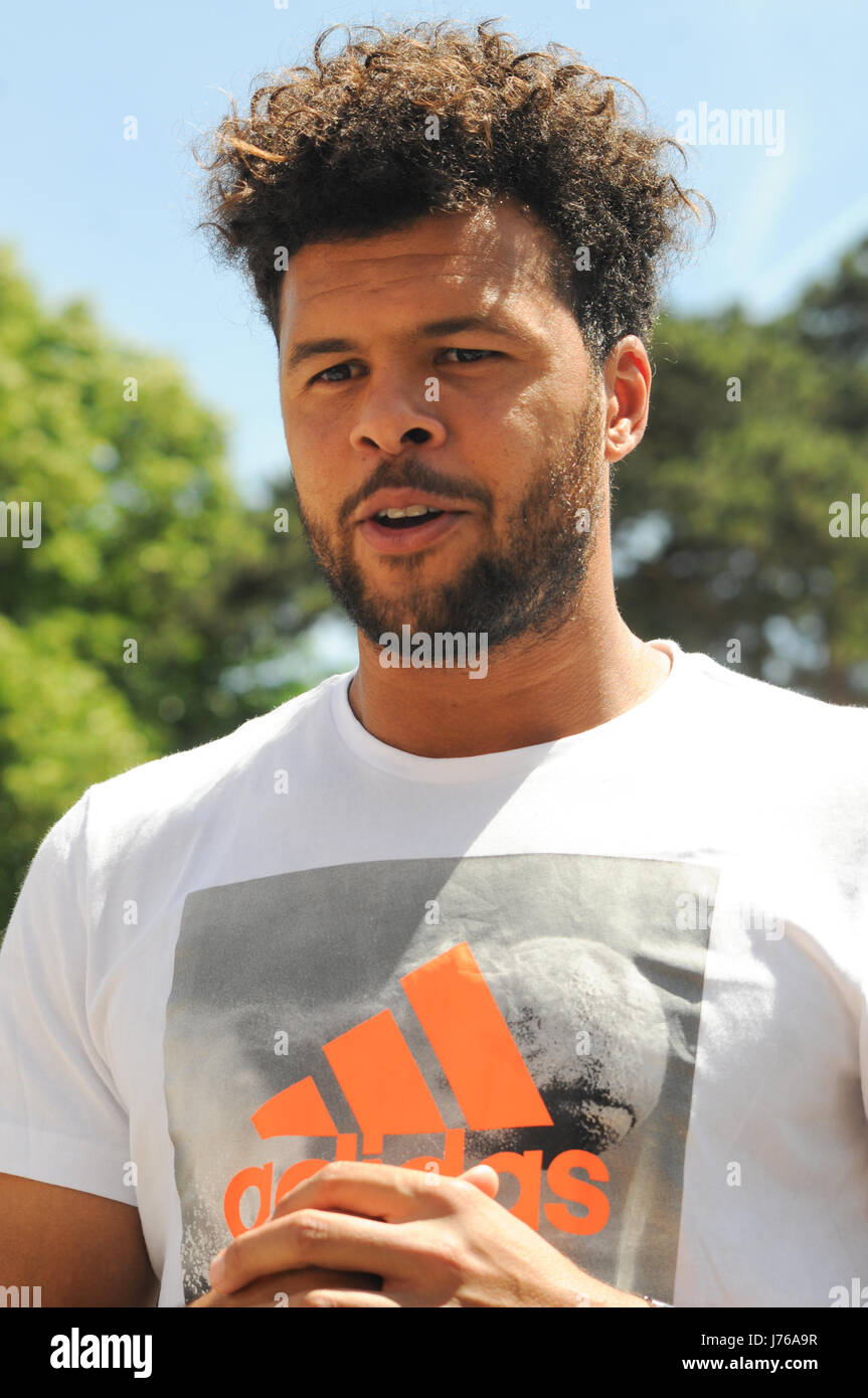 Portraits de joueur de tennis français Jo-Wilfried Tsonga Banque D'Images