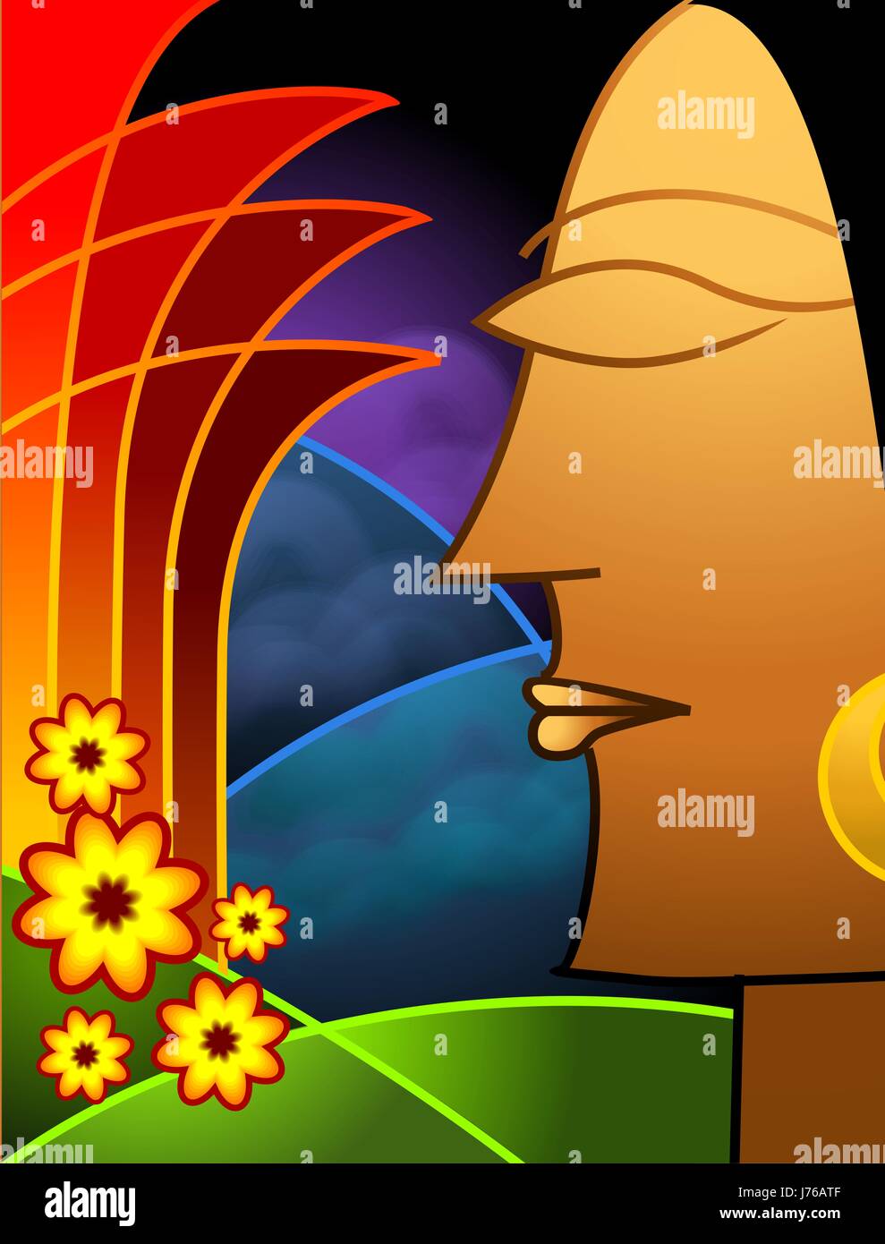 Fleur plante organe oeil visage fille filles toile expression illustration lèvre Banque D'Images