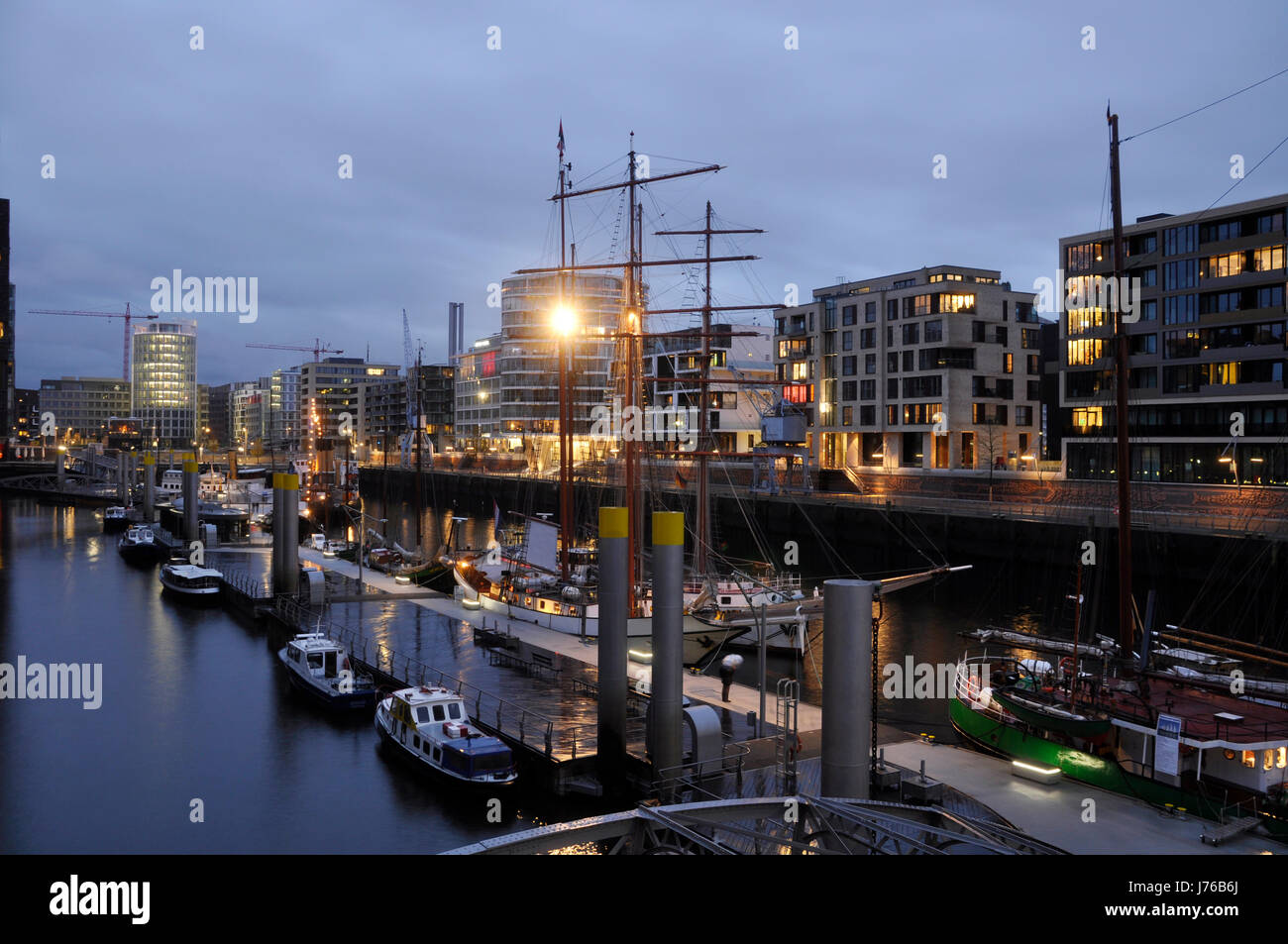 Hafencity Hambourg de nuit Banque D'Images