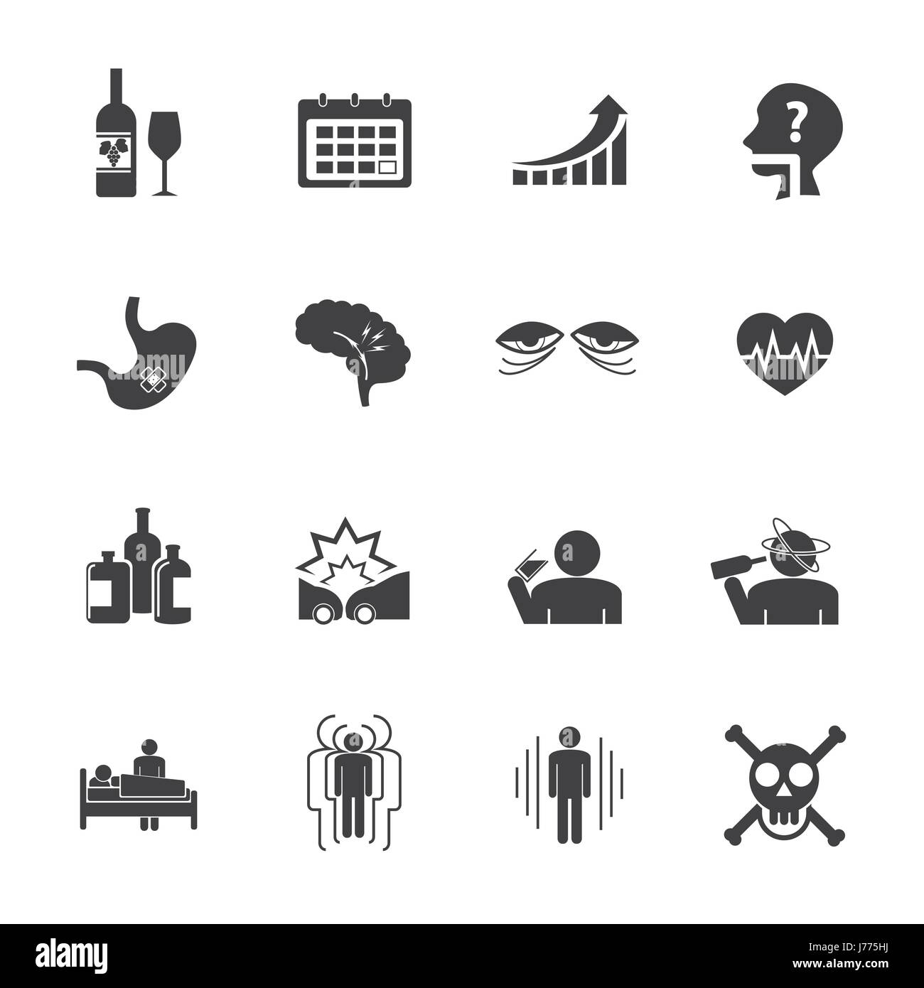 L'alcoolisme icons set. Vector design plat. Illustration de Vecteur