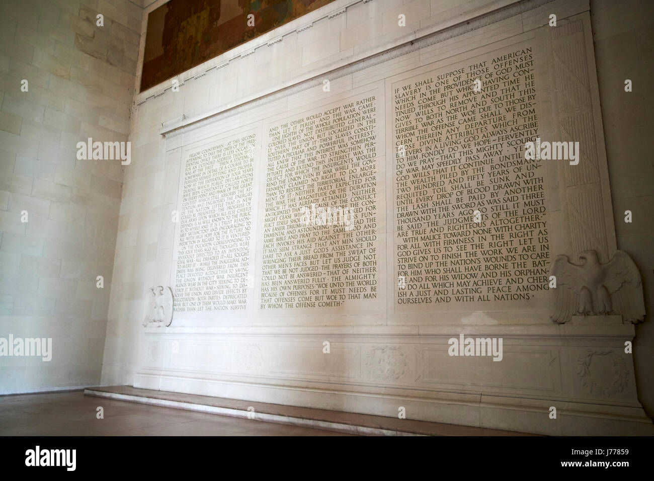 Deuxième lincolns adresse inaugurale à l'intérieur du Lincoln Memorial Washington DC USA Banque D'Images