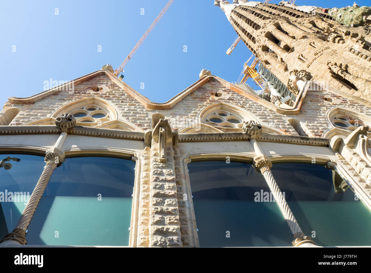 La Sagrada Familia encore en construction, Barcelone, Espagne. Banque D'Images