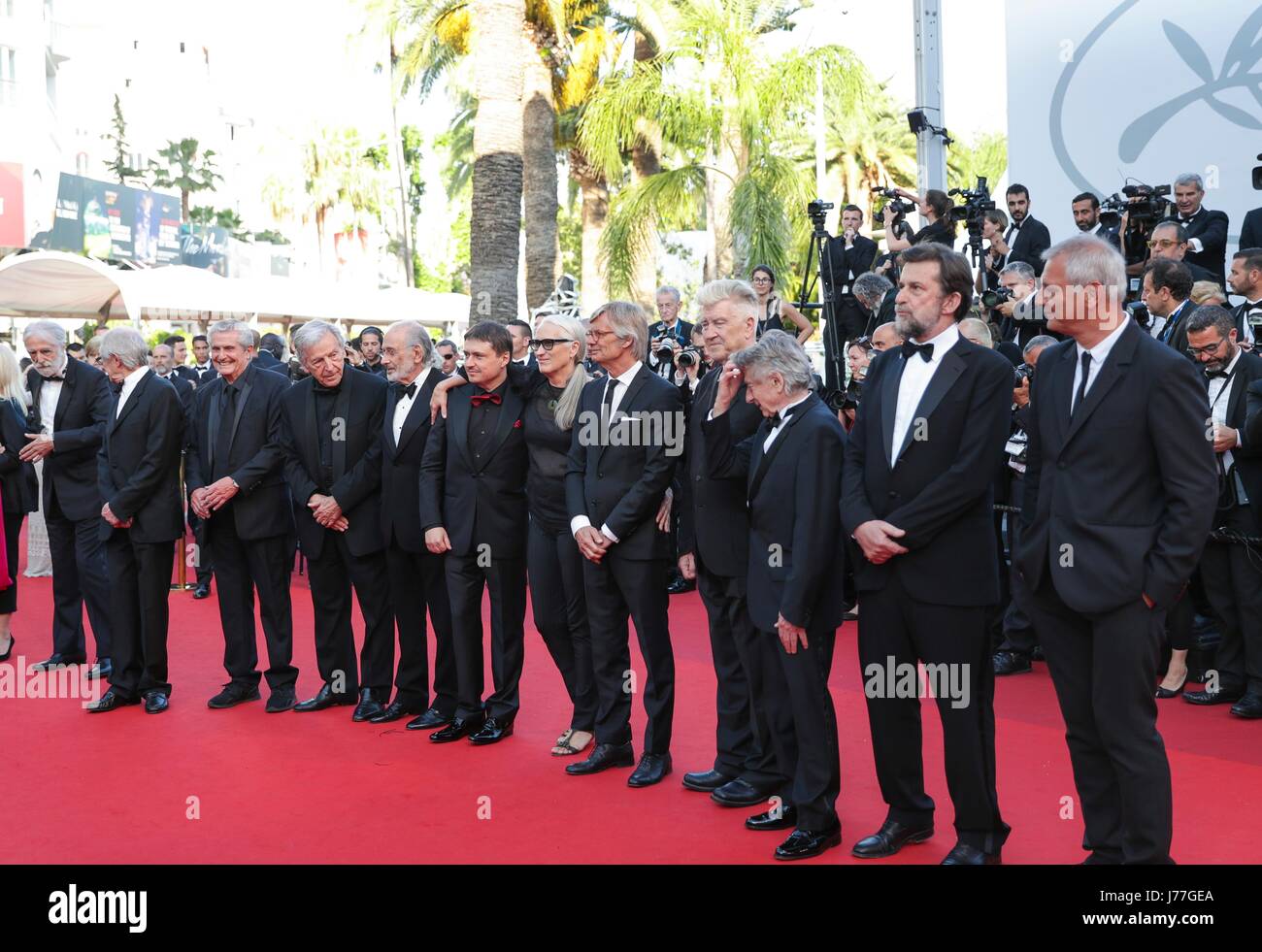 MICHAEL HANEK, Ken Loach, Claude Lelouch, costa-GAVRAS, JERRY SCHATZBERG, Roman Polanski, Cristian Mungiu, Jane Campion, Bille August, DAVID LYNCH, LAURENT CANTE ADMINISTRATION 70E ANNIVERSAIRE. 70ème FESTIVAL DU FILM DE CANNES, CANNES , FRANCE 23 mai 2017 DIZ100669 Banque D'Images