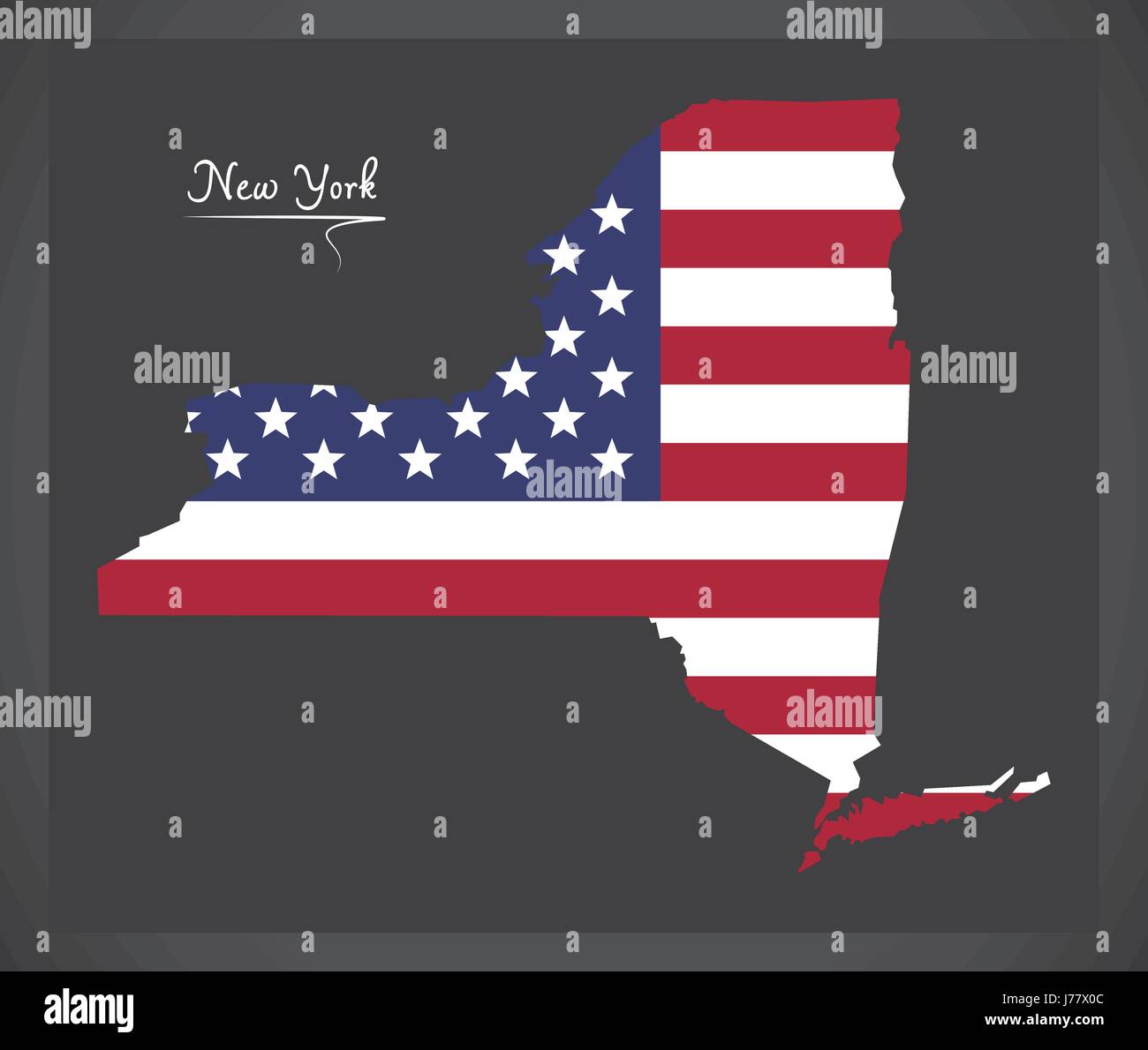 Carte de New York avec l'american national flag illustration Illustration de Vecteur