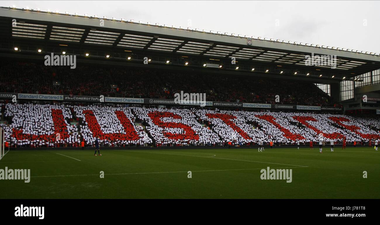 La JUSTICE POUR LES 96 LIVERPOOL V MANCHESTER UNITED ANFIELD LIVERPOOL ANGLETERRE 23 Septembre 2012 Banque D'Images