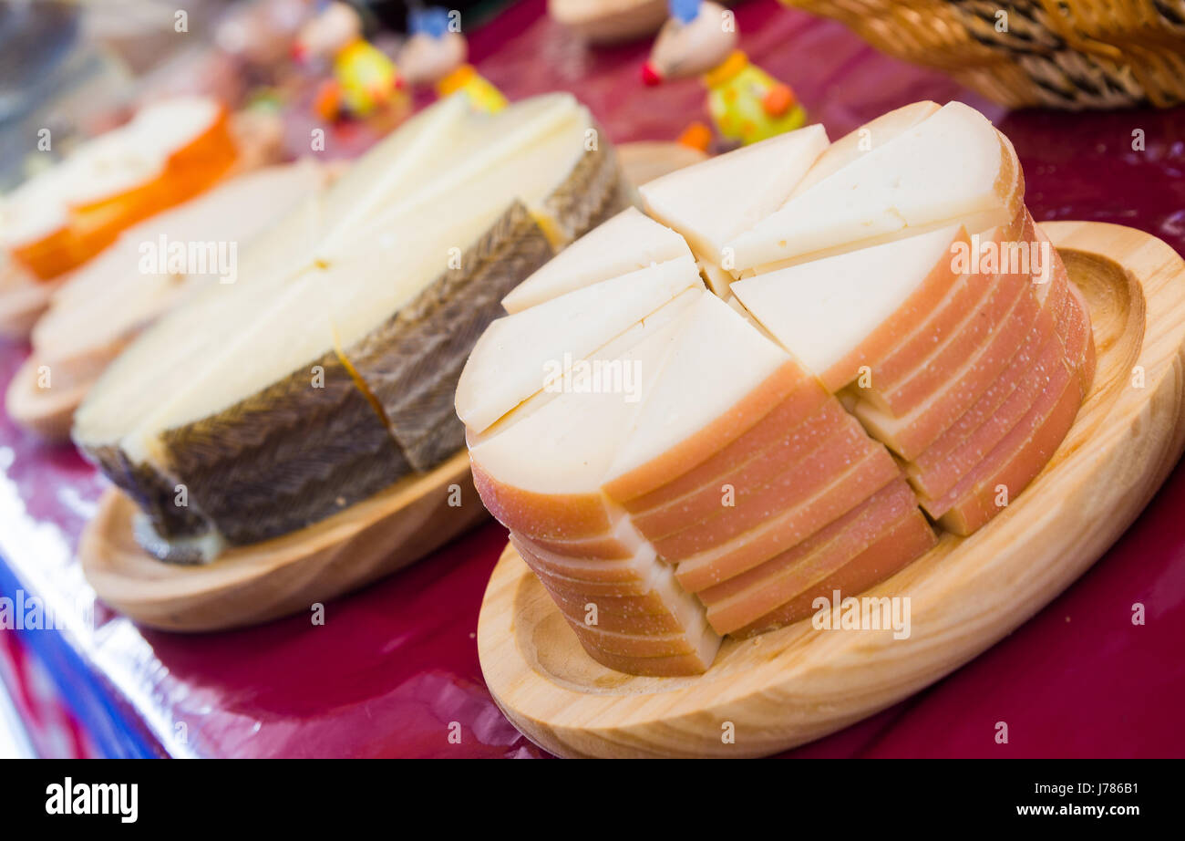 Assortiment de fromages de Badajoz, Estrémadure. Banque D'Images