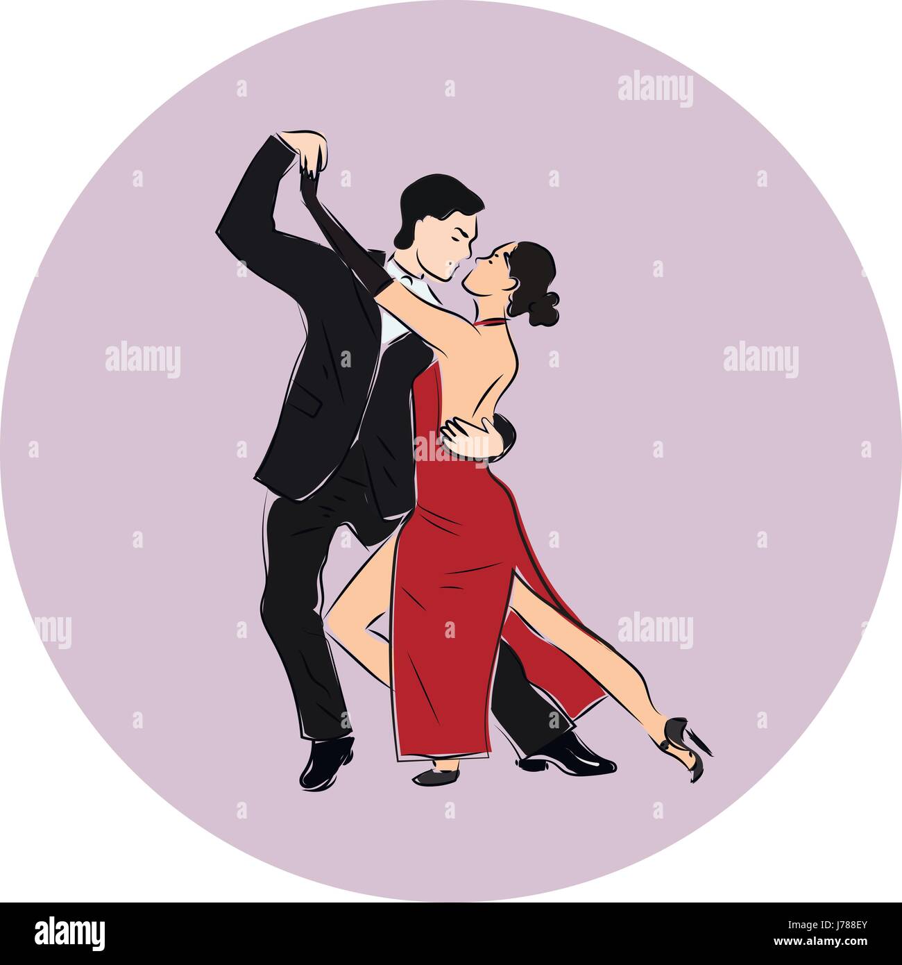 La salsa ou le tango argentin danser libre de l'homme et de la femme dans le vector. Jour International de tango Illustration de Vecteur
