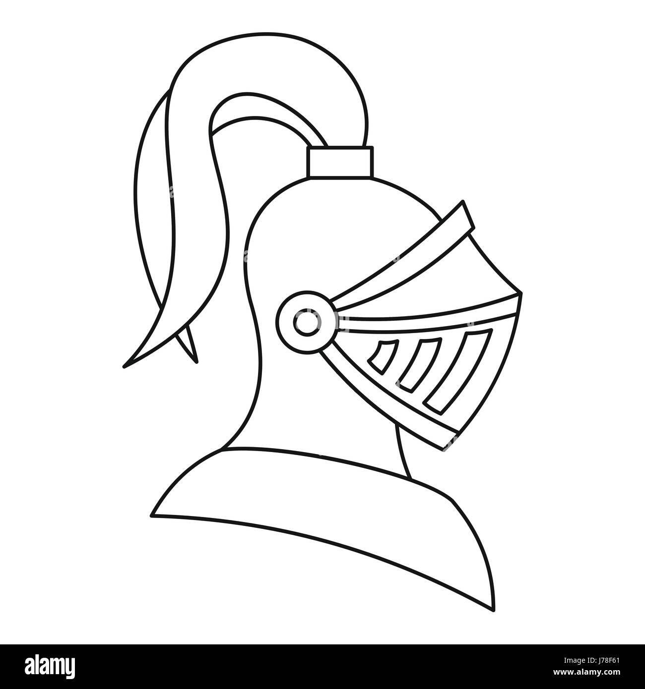 Casque chevalier médiéval dans les grandes lignes l'icône de style sur un  fond blanc vector illustration Image Vectorielle Stock - Alamy