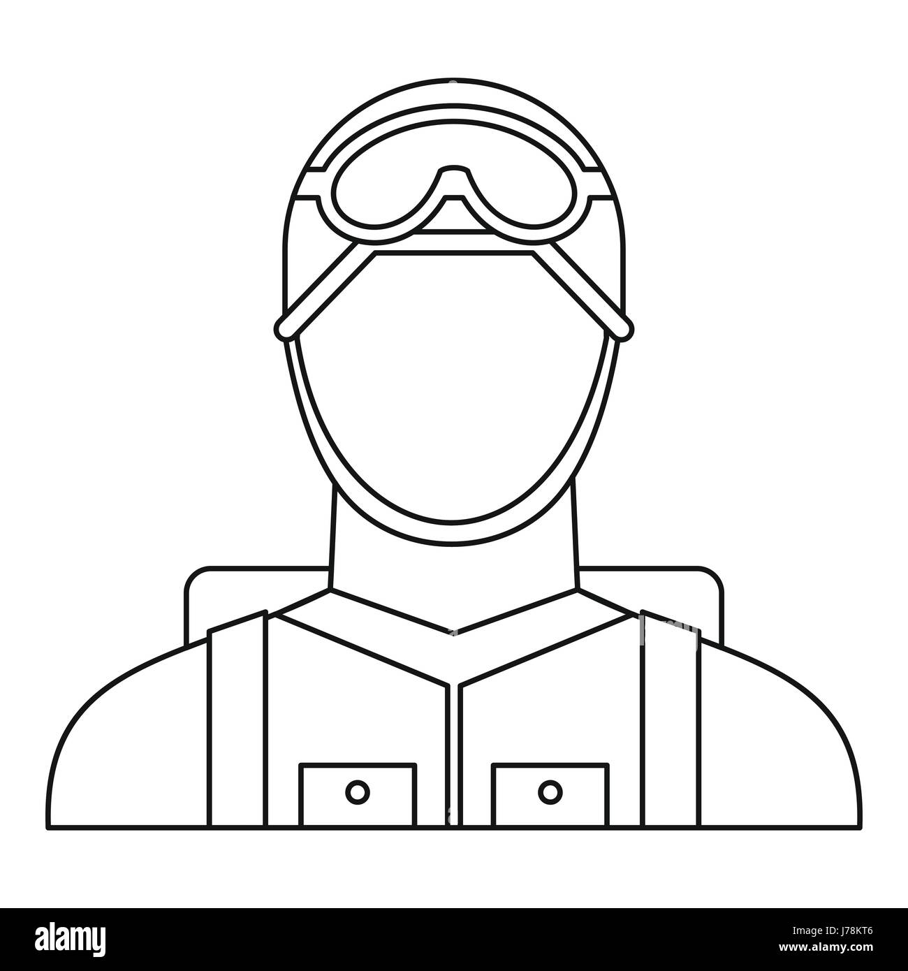 Parachutiste militaire dans l'icône de style contour isolé sur fond blanc vector illustration Illustration de Vecteur