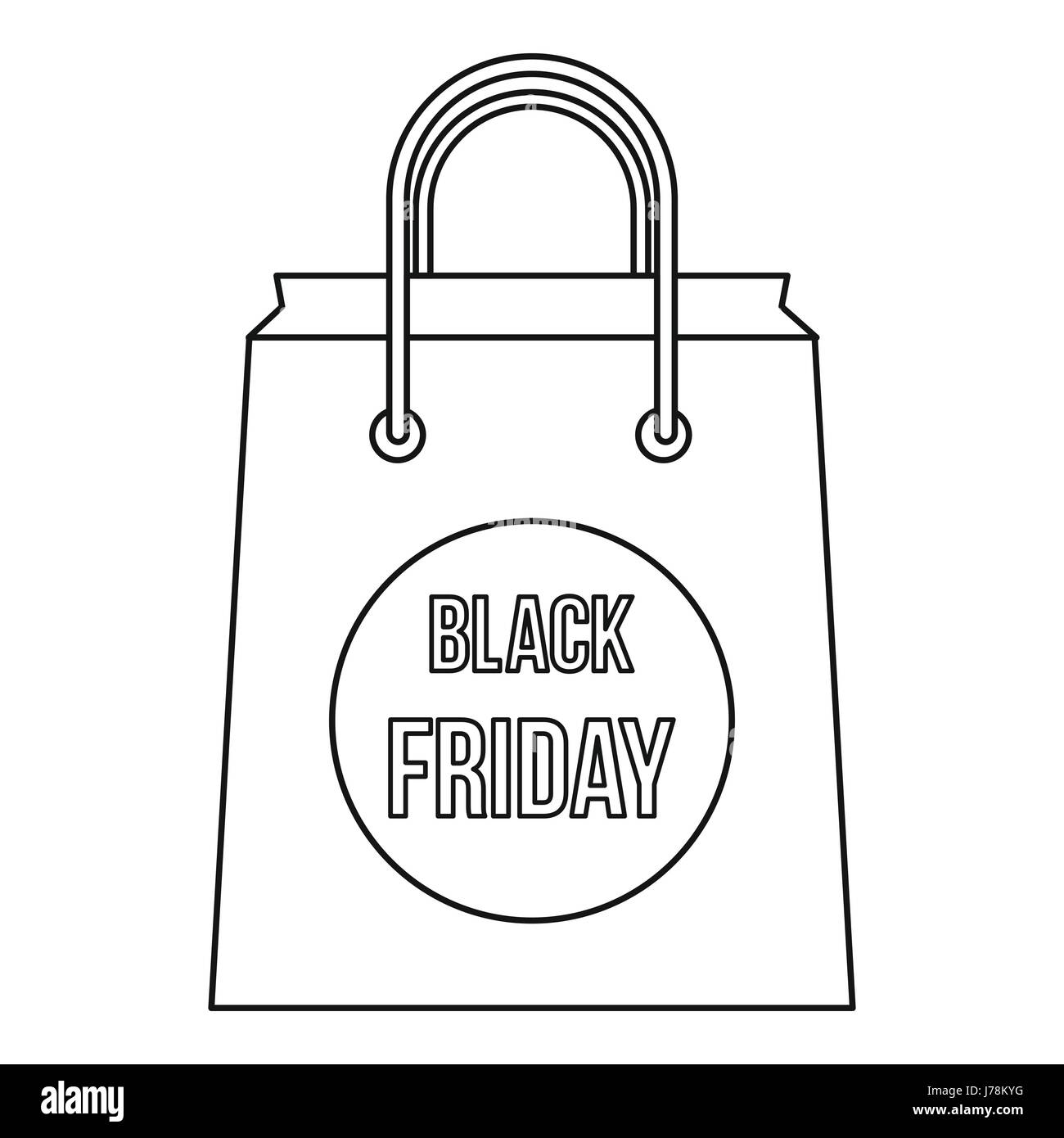 Le vendredi noir panier icône dans contours style sur un fond blanc vector illustration Illustration de Vecteur