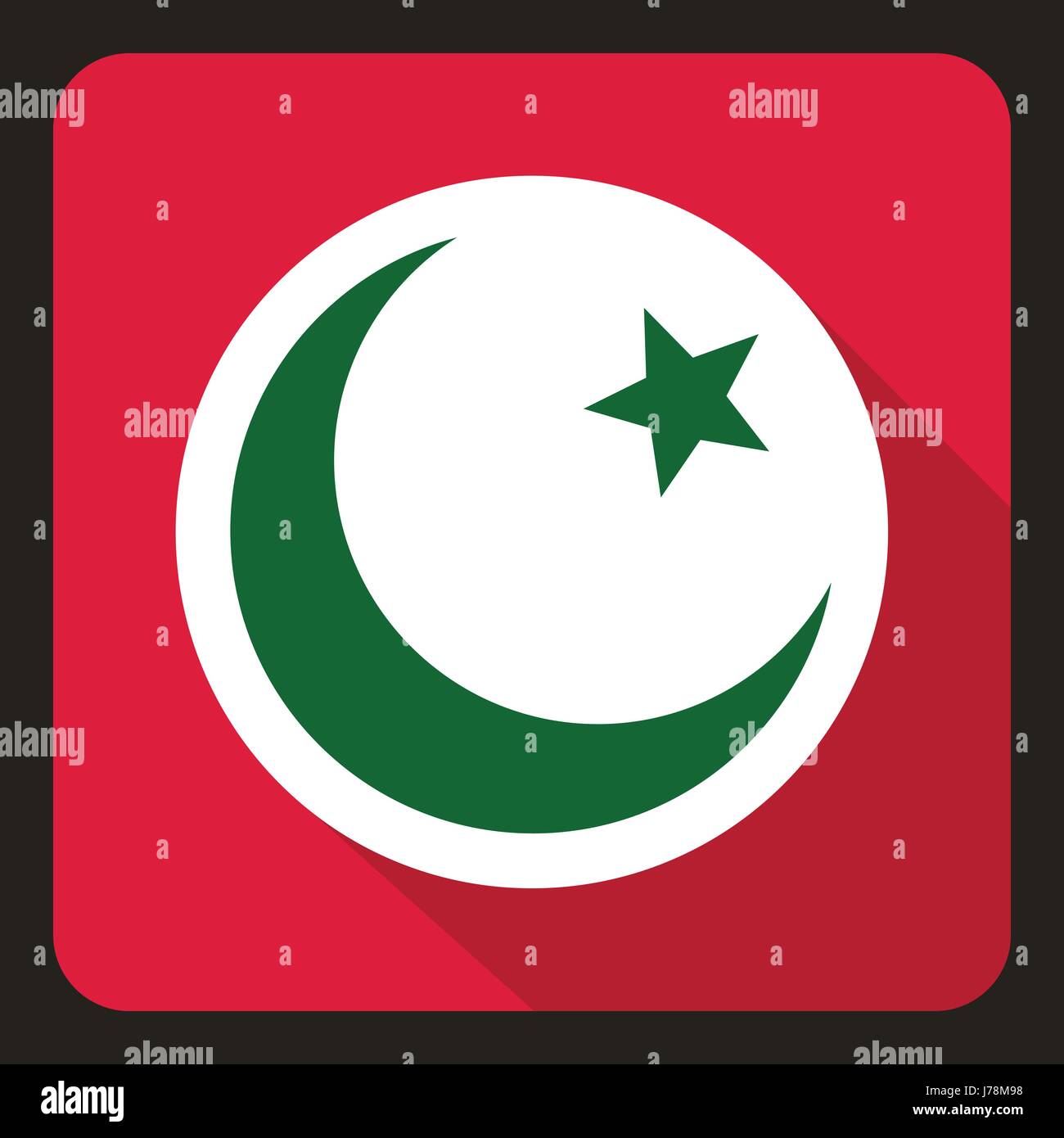 Drapeau Vert Et Blanc Avec Lune Croissant et l'étoile verte dans l'icône de style plat sur fond blanc  vector illustration Image Vectorielle Stock - Alamy