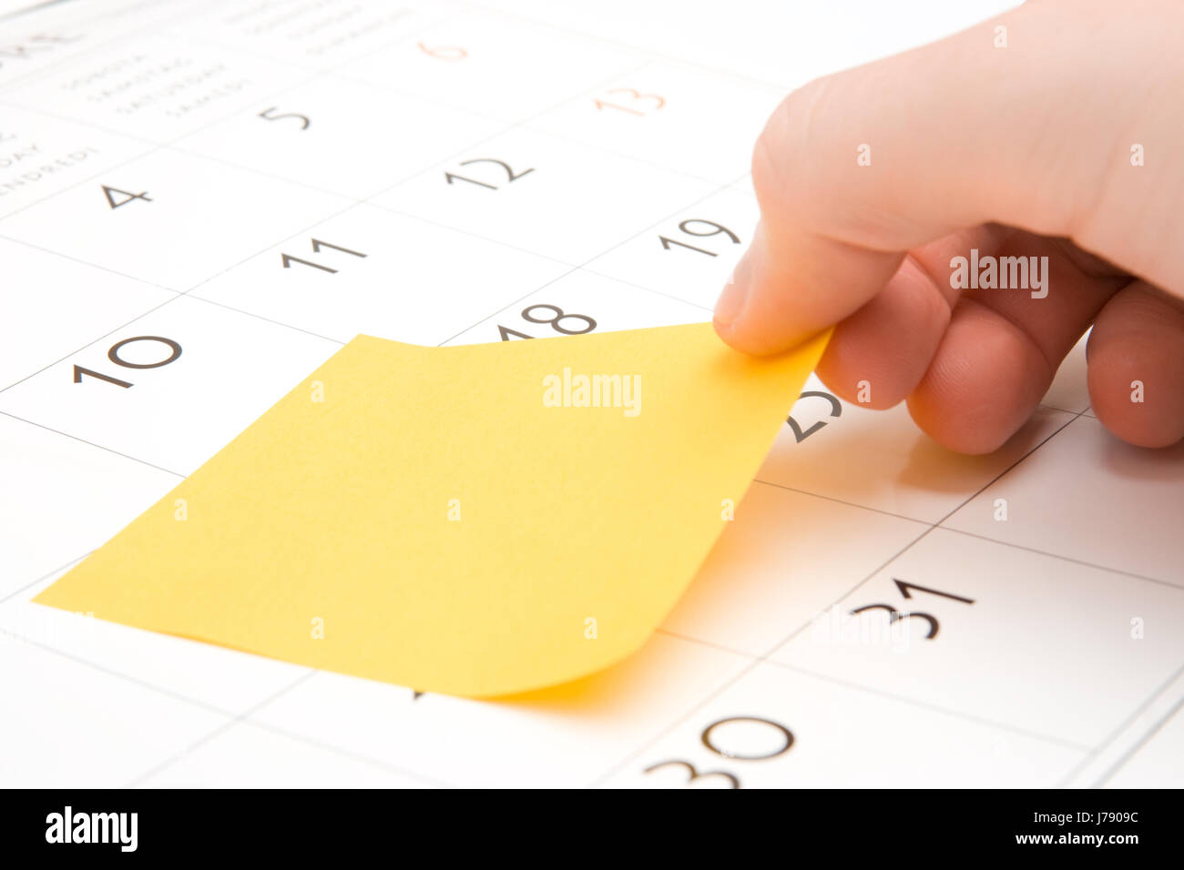 Note memo mémoire planification étiquette adhésive se rappeler rappeler calendrier Calendrier Banque D'Images