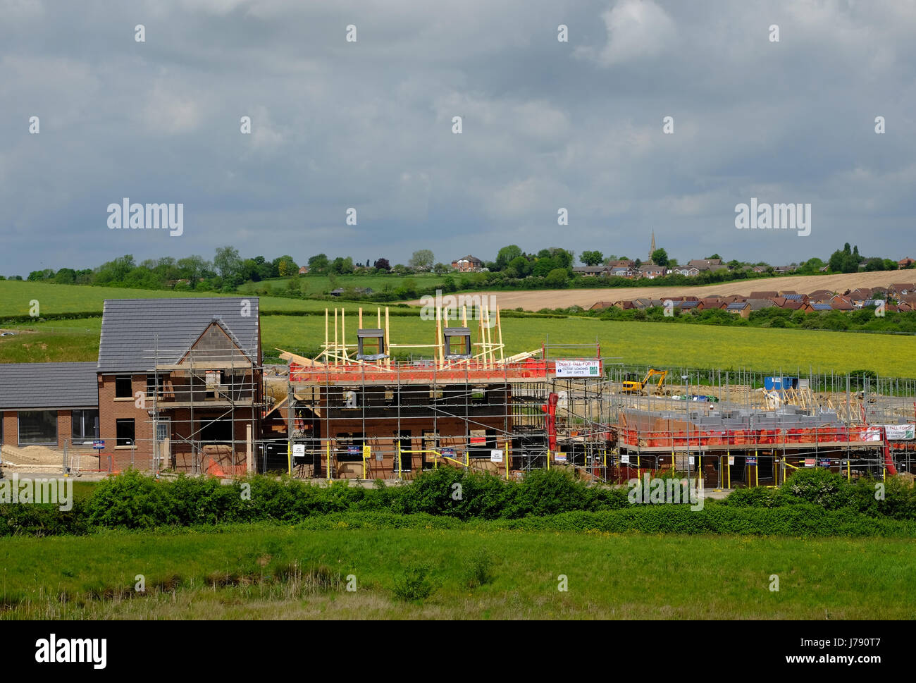 Construction maison dans un cadre rural, dans le Lincolnshire, Angleterre, RU Banque D'Images
