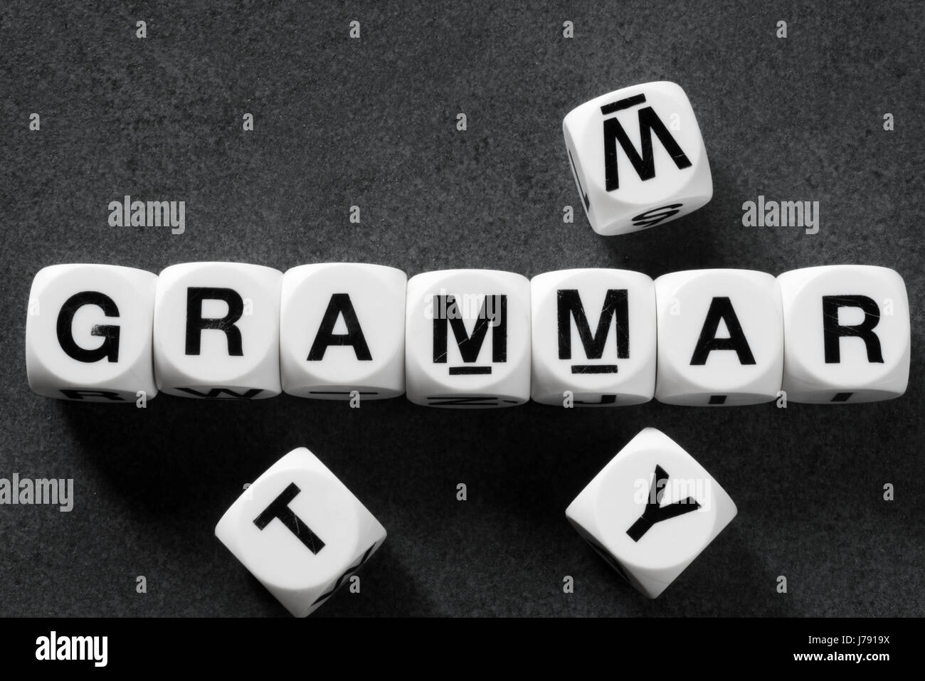 Grammaire de texte sur white cubes jouet Banque D'Images