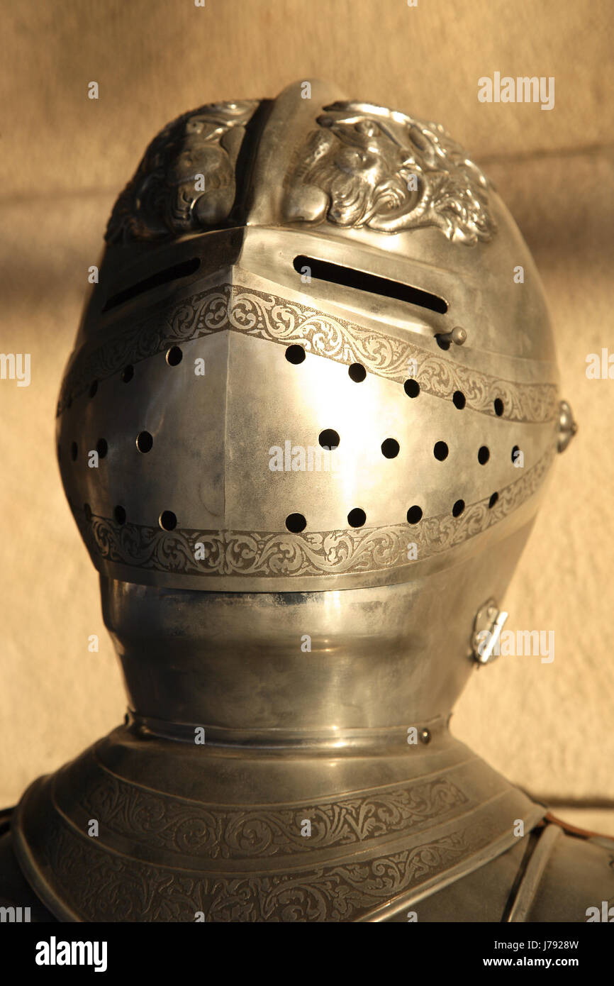 Espagne,tenue de protection de la tête casque guerre décoration bataille lutte,Toledo Banque D'Images