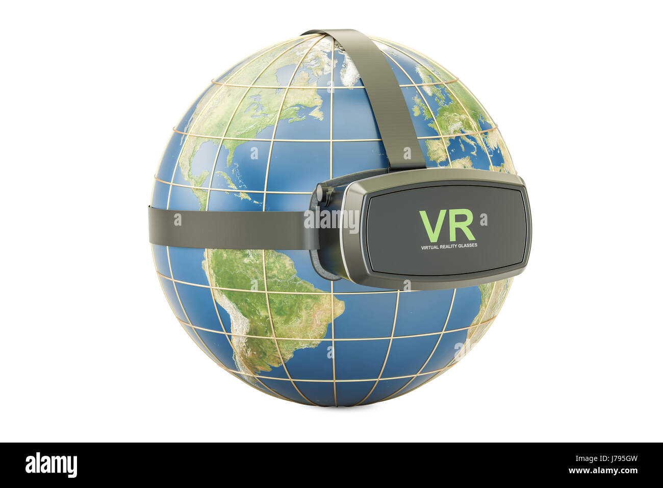 Globe terrestre avec des lunettes de réalité virtuelle, 3D Rendering isolé  sur fond blanc Photo Stock - Alamy