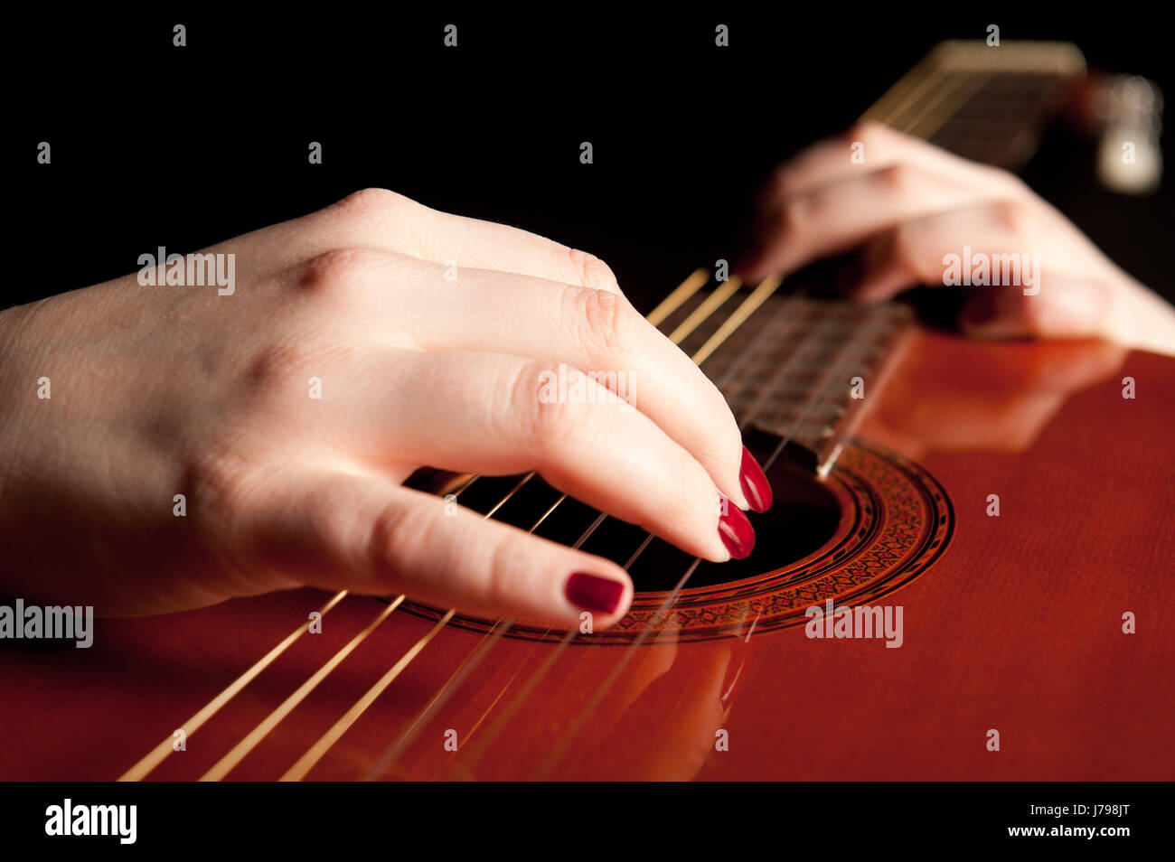 Cordes guitare musique femme doigt ongle ongles instrument mesure Photo  Stock - Alamy