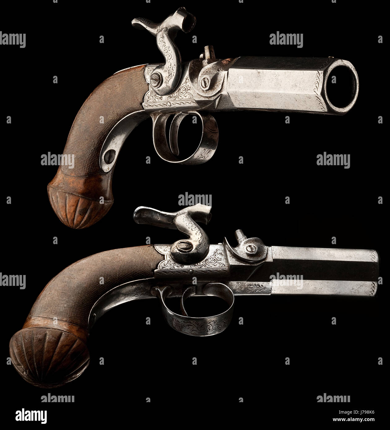 Vintage antique pistolet arme duel bras militaire vieux danger isolé historique Banque D'Images