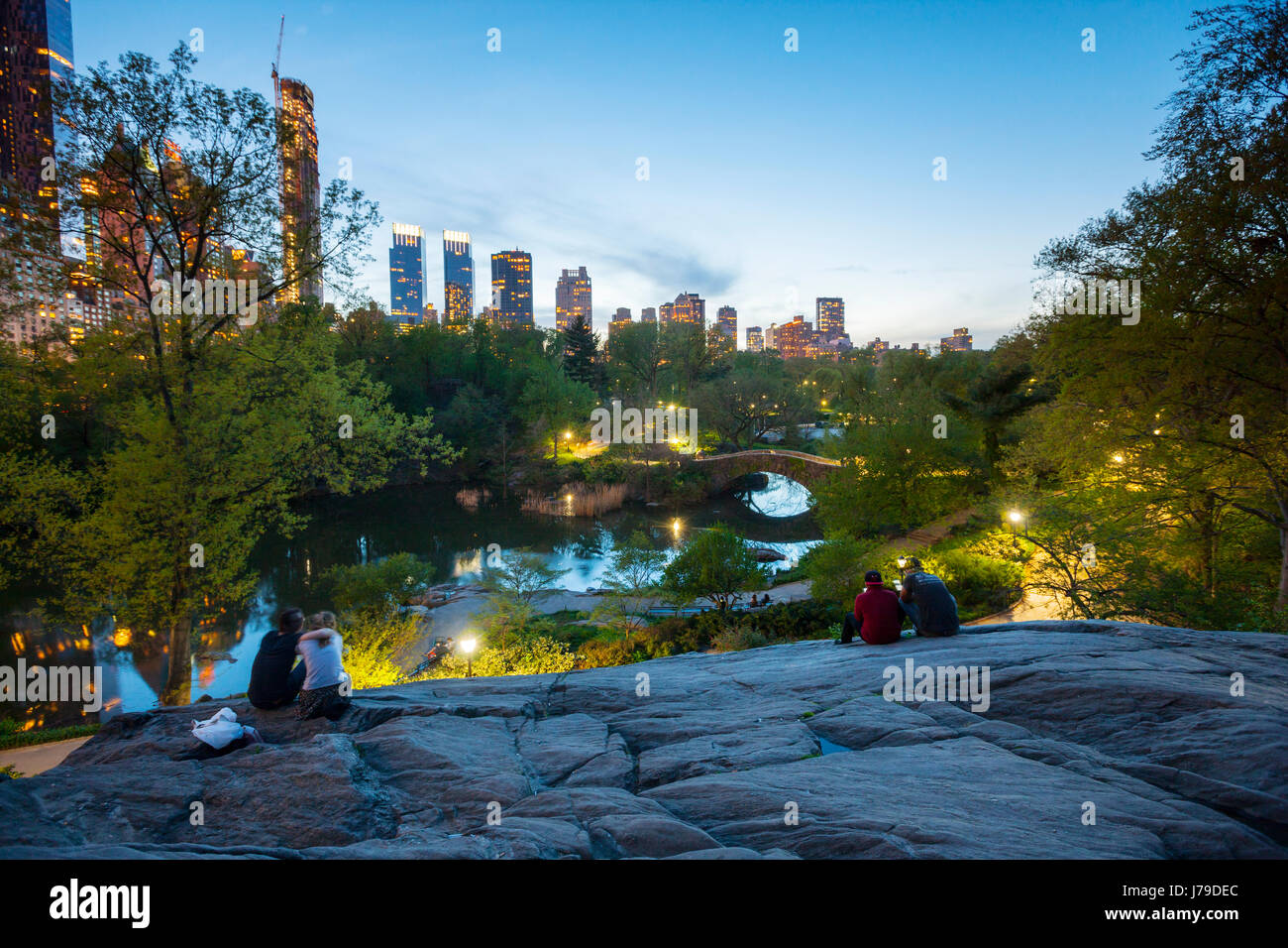 New York City Central Park de nuit Banque D'Images