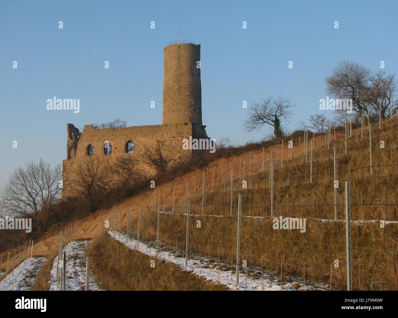 Ruine tour echelle chateau tour du château de vignes vignes commune ruine le granit Banque D'Images