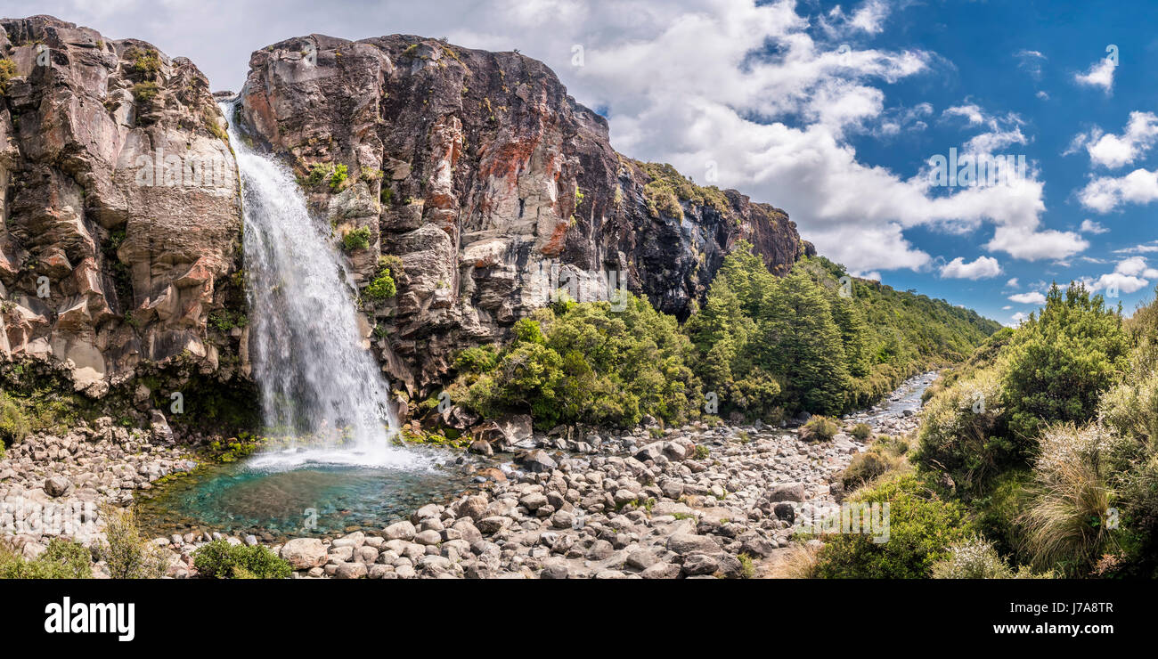 La NOUVELLE ZELANDE, Ruapehu, Tongariro National Park, Taranaki Falls Banque D'Images