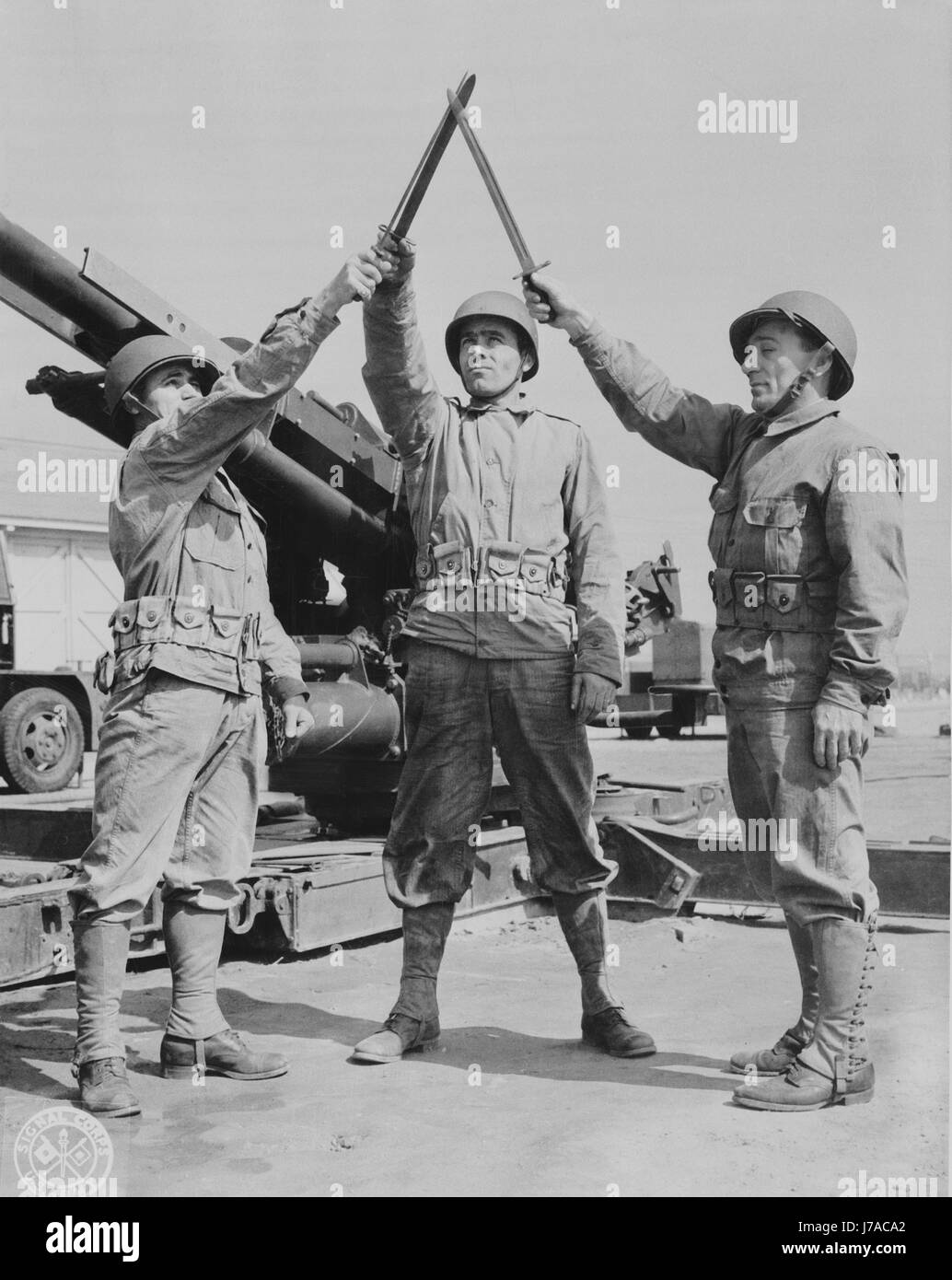 Les stagiaires grecs au Camp Edwards, Massachusetts, vers 1943. Banque D'Images