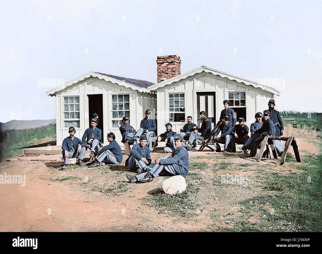 Dirigeants de 119e d'infanterie de Pennsylvanie pendant la guerre civile américaine. Banque D'Images