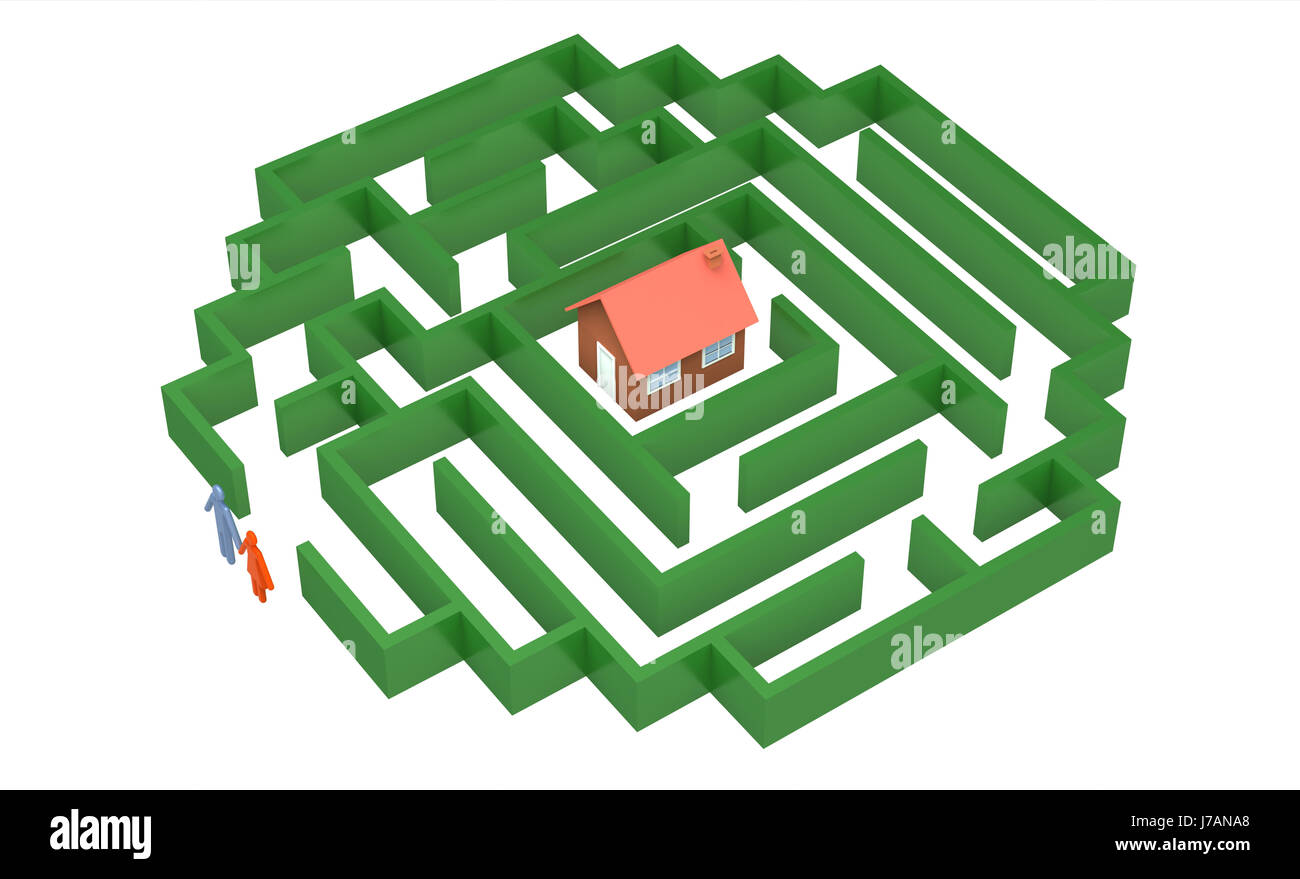 Homme Femme house way road propre labyrinthe plomb homme femme house way road propre laisse Banque D'Images