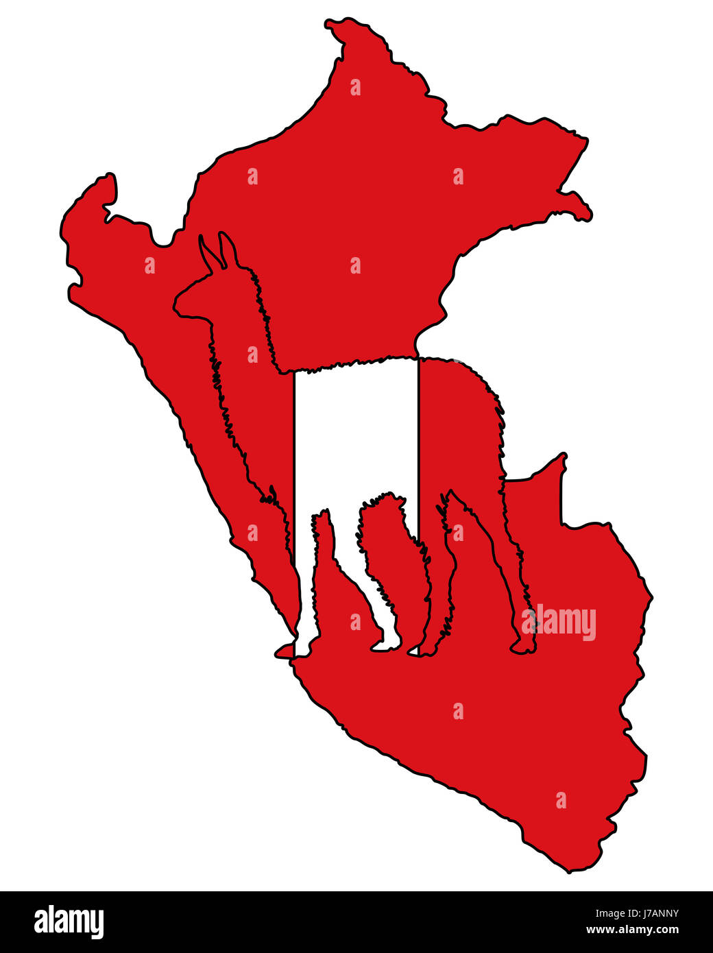 Inscrivez-drapeau de signal amérique du sud Andes Pérou drapeaux en option signal signe de Lama Banque D'Images