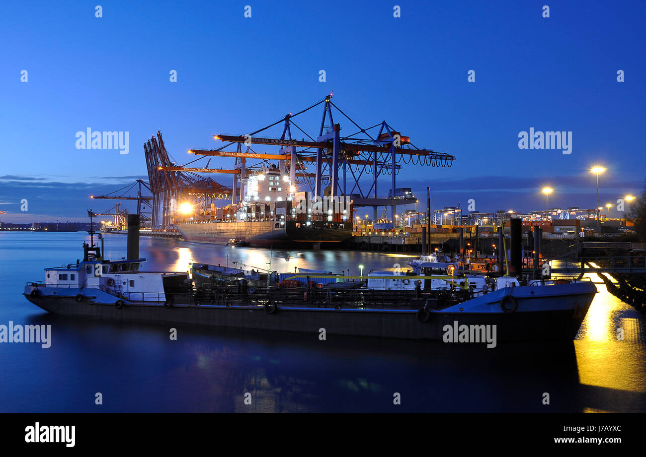 Ports le port de navires de fret cargo container port à conteneurs de décharge Banque D'Images