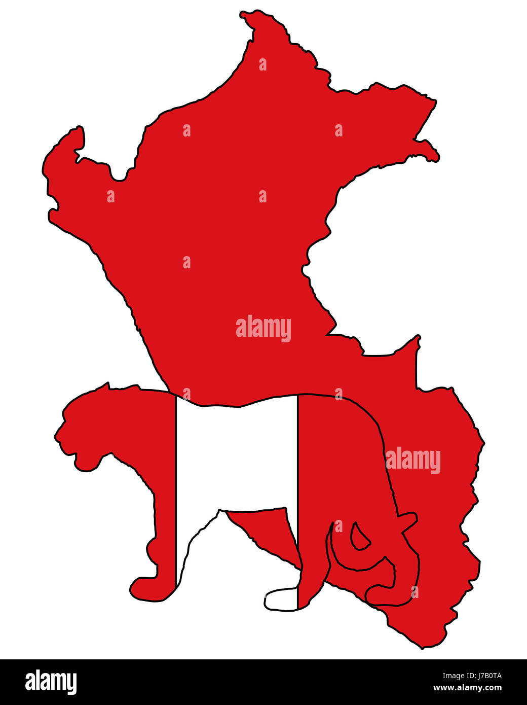 Carte Drapeau amérique du sud pérou jaguaro signal signe animal de la faune couleur en option Banque D'Images