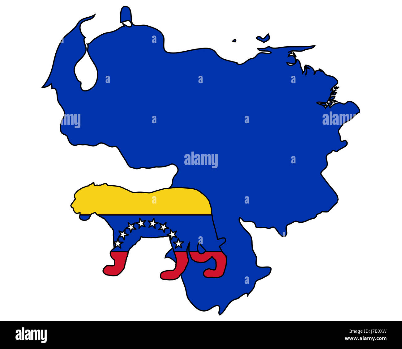 Carte Amérique du Sud venezuela jaguaro bleu signal signe animal couleur en option Banque D'Images
