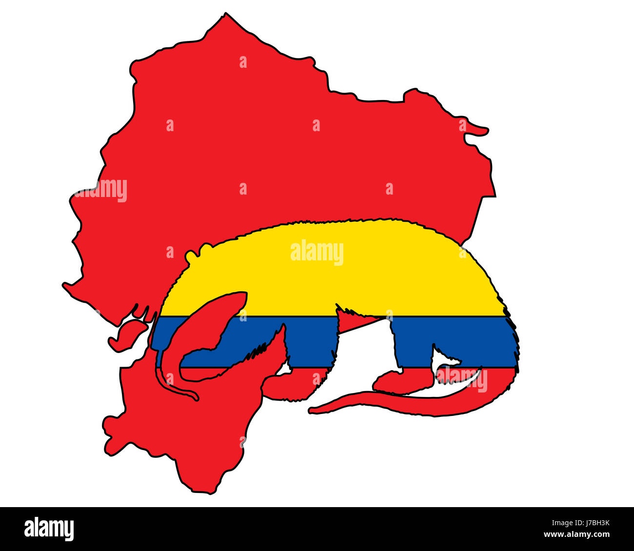 Amérique du Sud drapeau équateur aardvark signal signe animal couleur en option bleu Banque D'Images