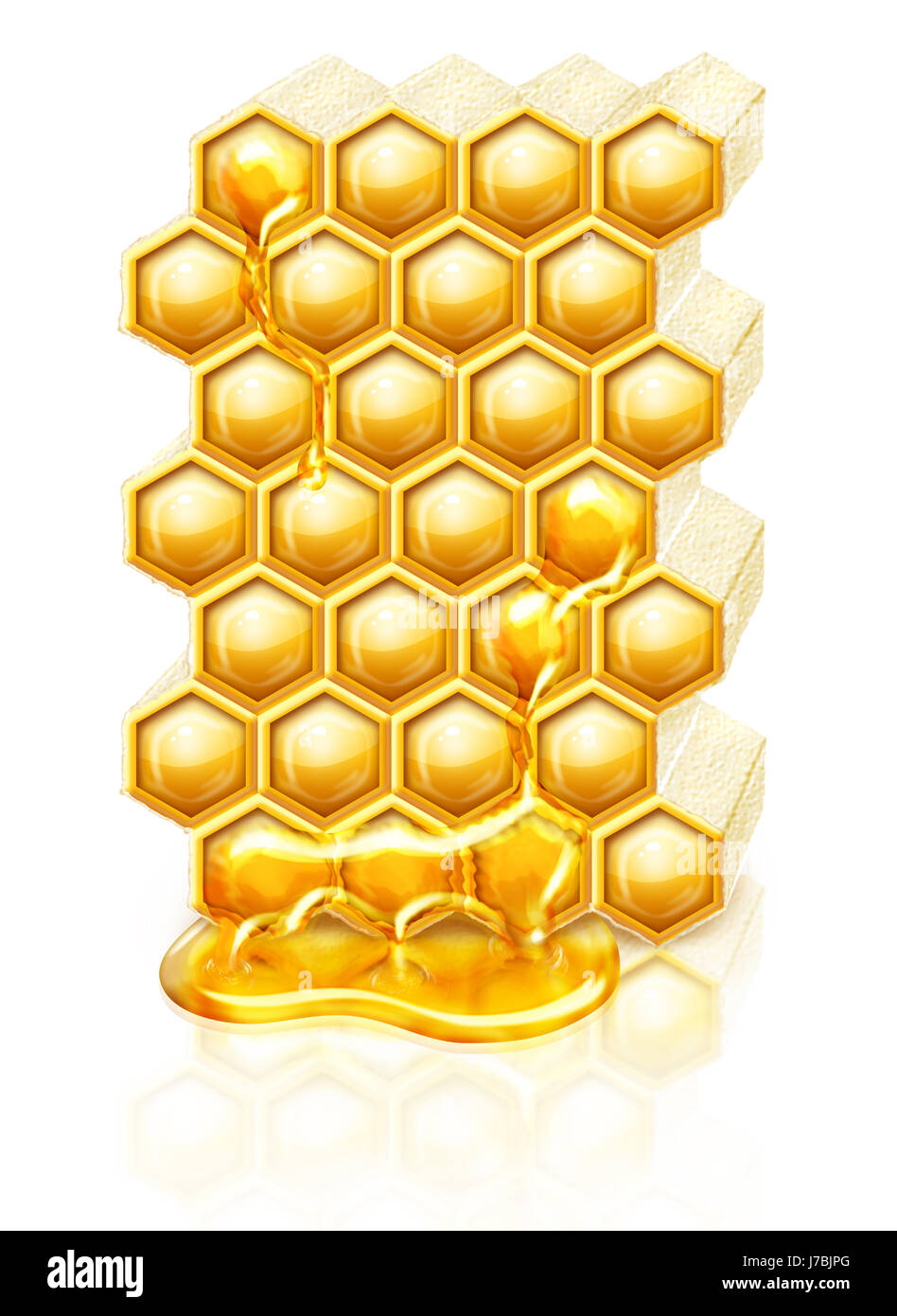 Aliment alimentaire sweet nectar d'abeilles cire d'or miel aliment alimentaire hexagonal Banque D'Images