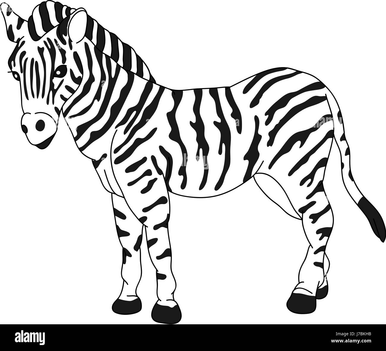 Illustration isolé zebra cartoon dessiner art graphique unique cheval isolé Banque D'Images