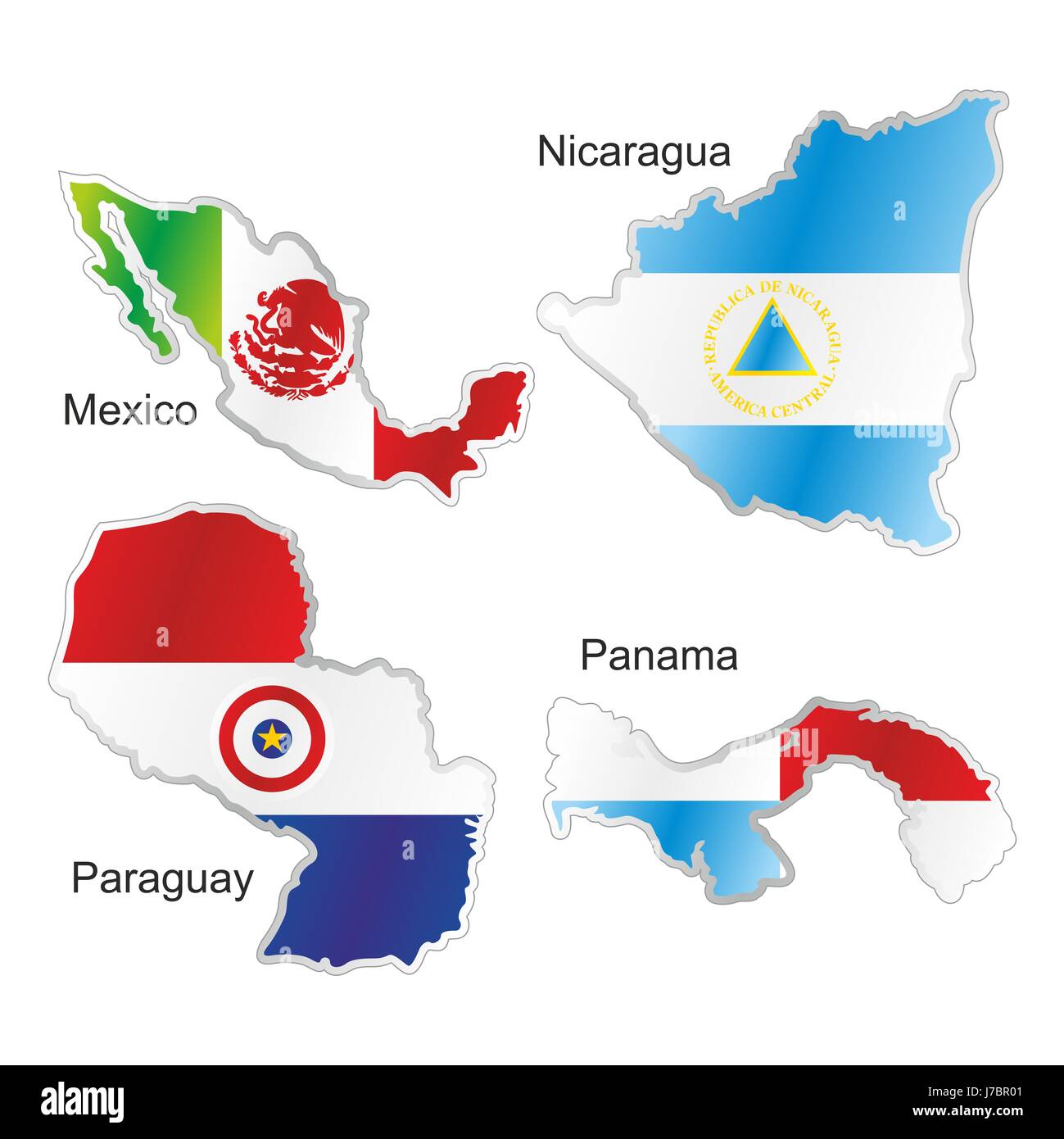 Drapeau Amérique Paraguay Panama Nicaragua Carte Carte Atlas