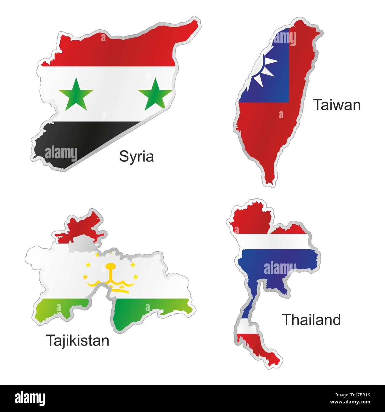 Drapeau Syrie Taïwan Thaïlande Asie Atlas Des Cartes Carte