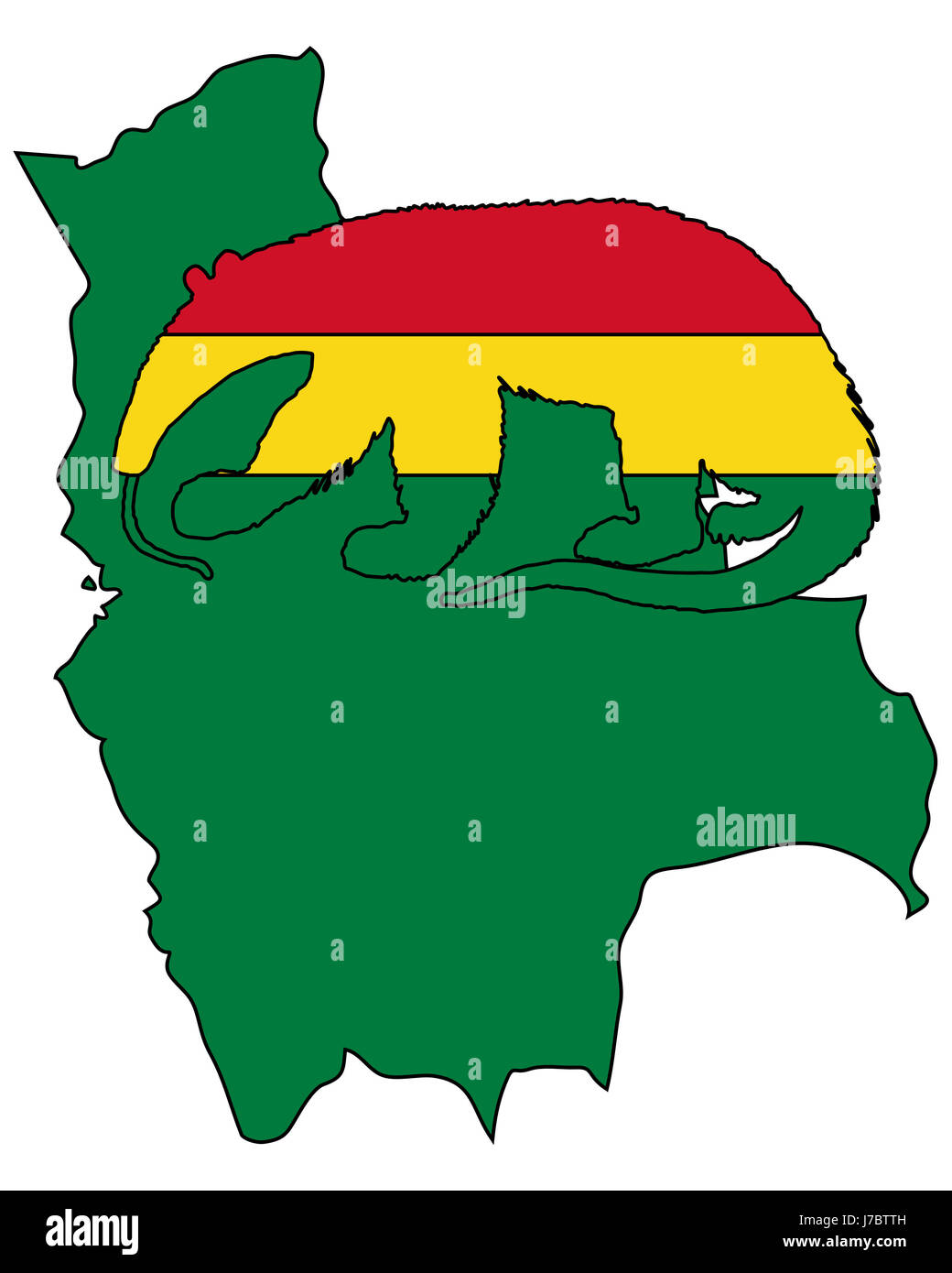 Amérique du Sud Bolivie drapeau signe aardvark couleur en option signal mammifère animal Banque D'Images
