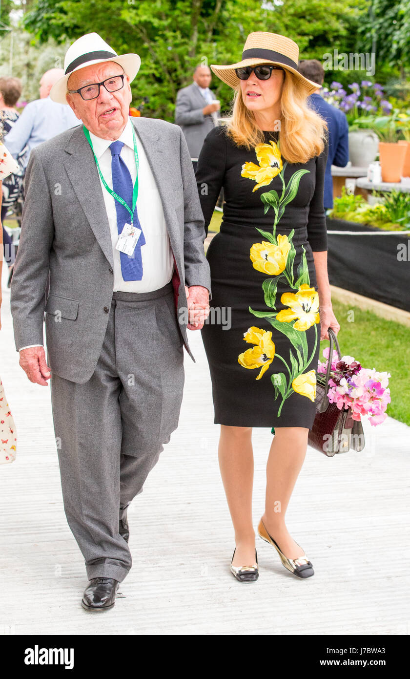 Rupert Murdoch, magnat des médias américain et son épouse à la Murdoch Jerry RHS Chelsea Flower Show 2017 Banque D'Images