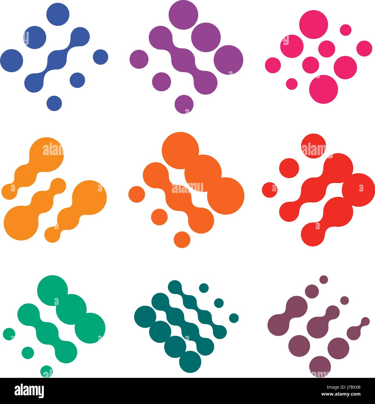 Abstract logo vector set à partir de points. La technologie nano colorés logotype puce collection. Illustration de Vecteur