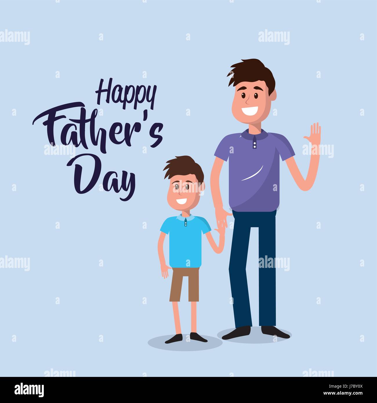 Heureux père avec son fils en le félicitant Illustration de Vecteur