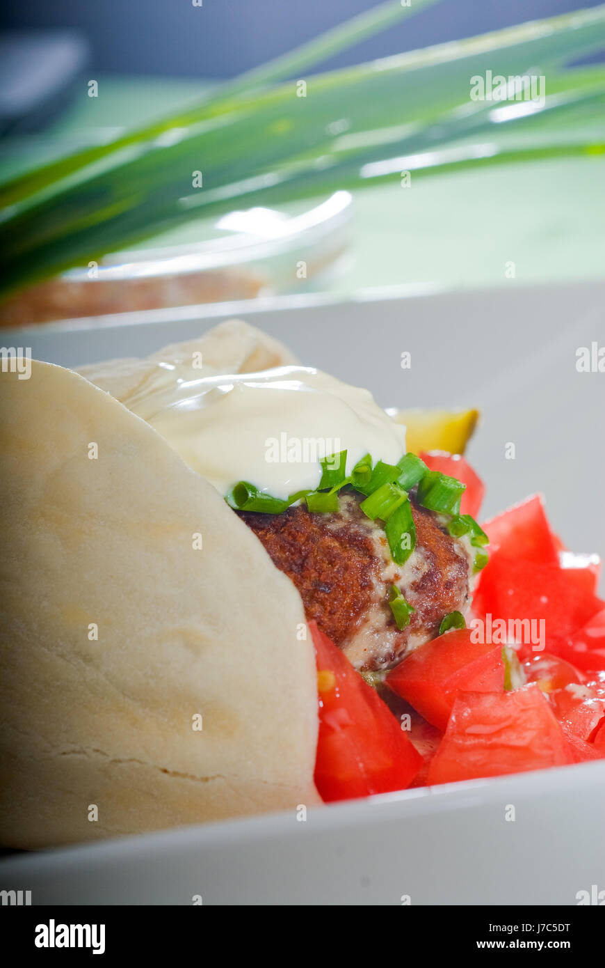 Sandwich de légumes frais tomate wrap pain aliment aliments sains macro close-up Banque D'Images