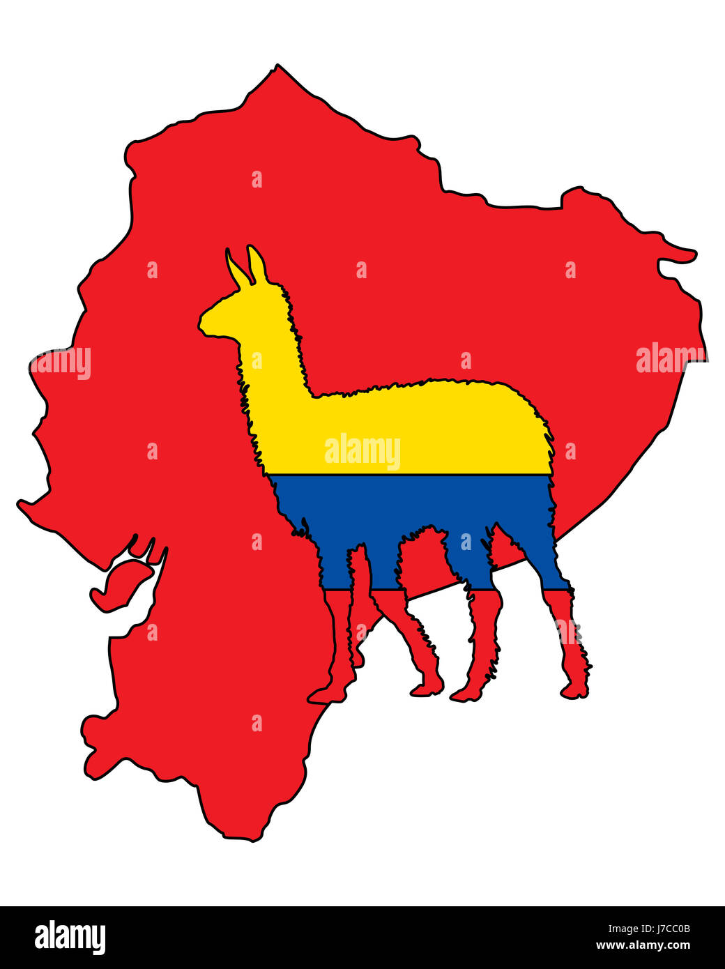 Drapeaux drapeau amérique du sud Andes Equateur signe lama bleu de couleur en option Banque D'Images